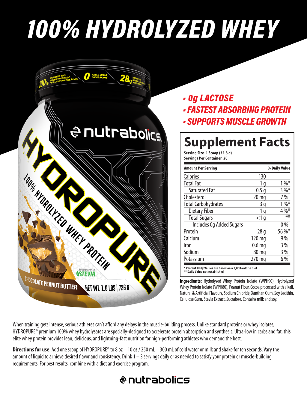 HydroPure 1.6lbs Chocolate Peanut Butter