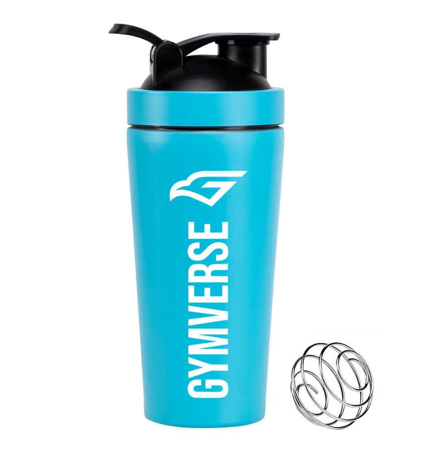 Gymverse Stainless Steel Protein Shaker Bottle – Leakproof Metal Blender Cup 900ml