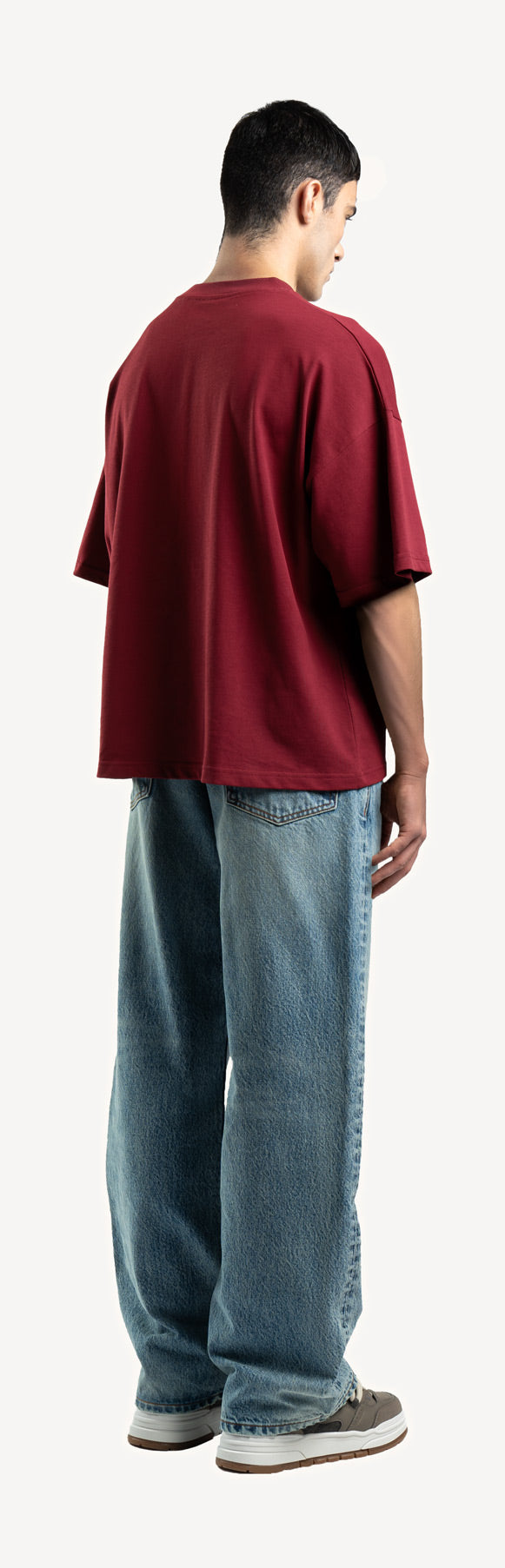 Burgandy Oversized Boxy Tee-3