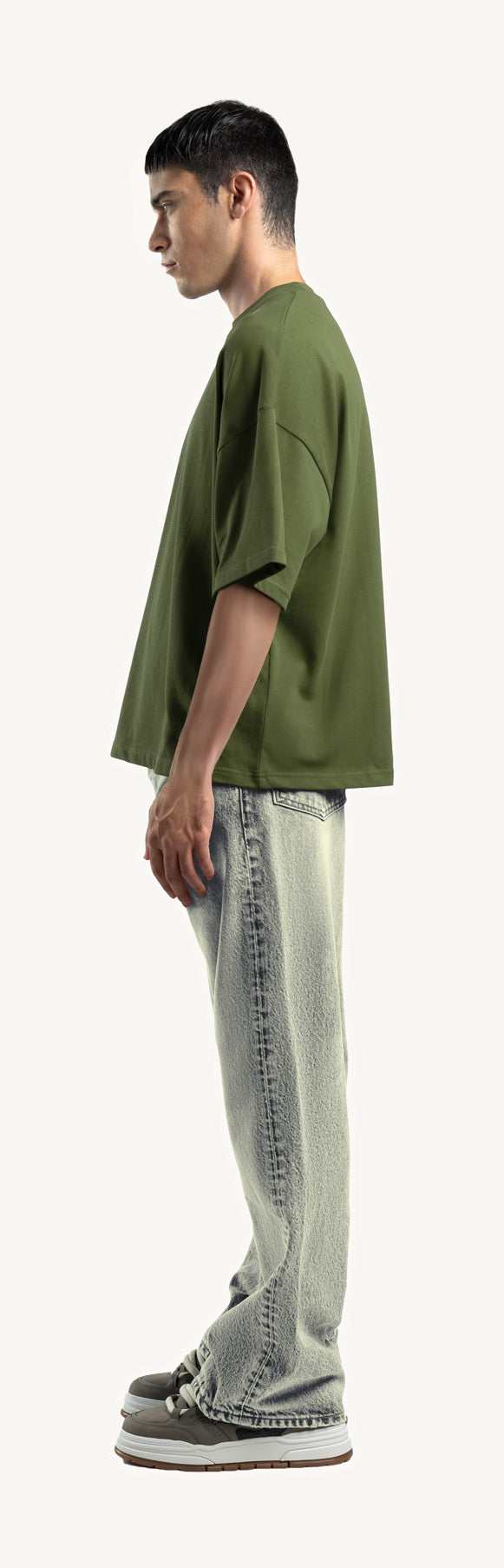 Khaki Oversized Boxy Tee-3