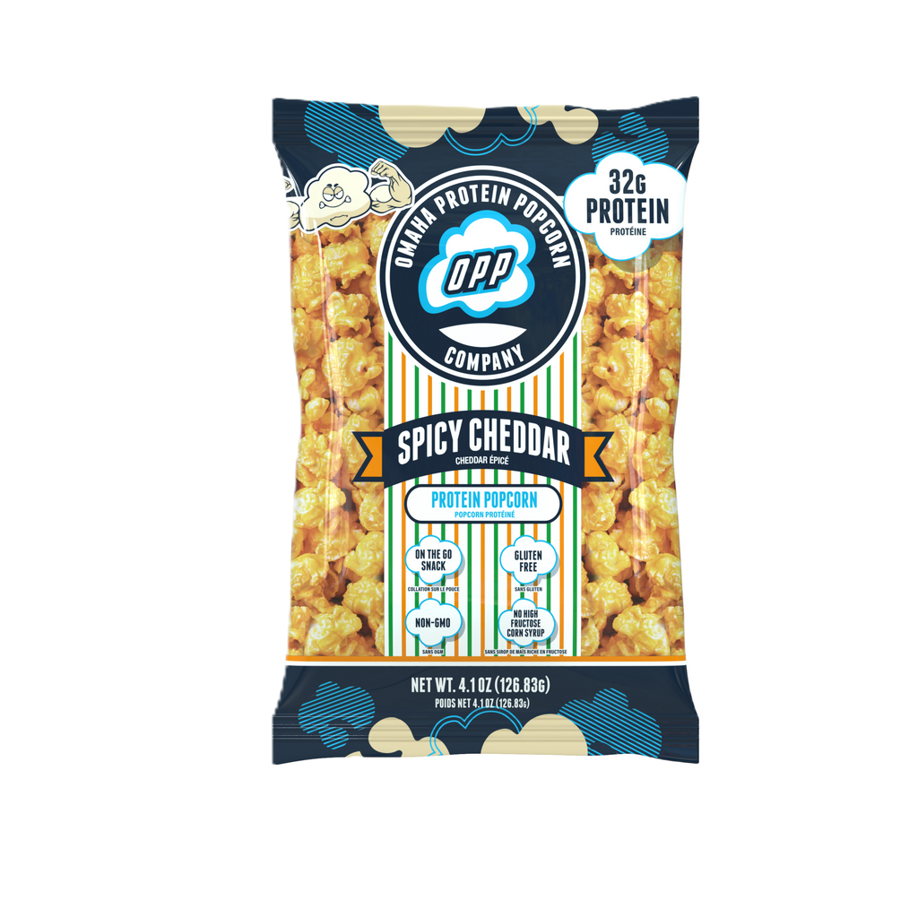 Omaha Protein Popcorn LARGE 124 g – Spicy Cheddar