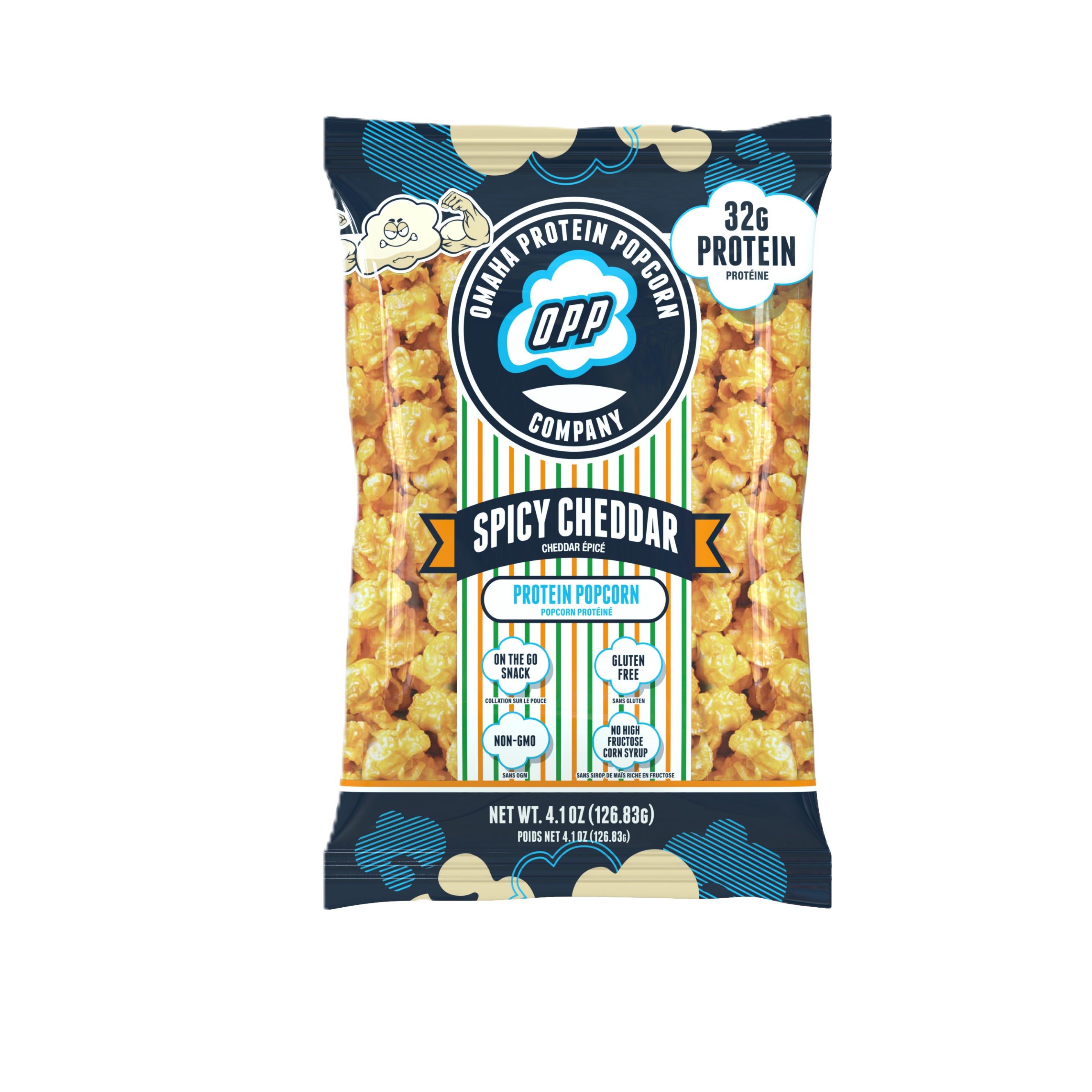 Omaha Protein Popcorn LARGE 124 g – Spicy Cheddar