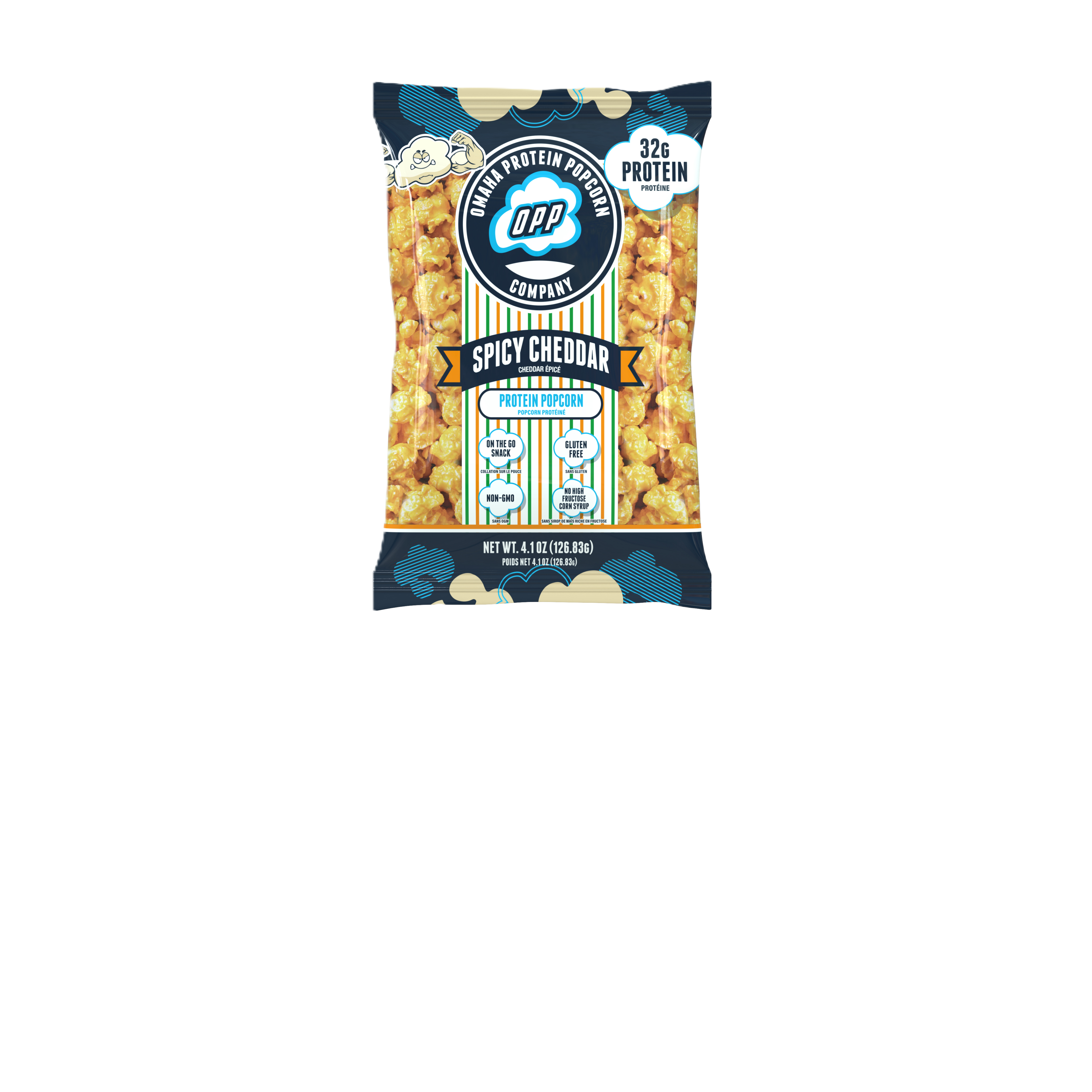 Omaha Protein Popcorn LARGE 124 g – Spicy Cheddar