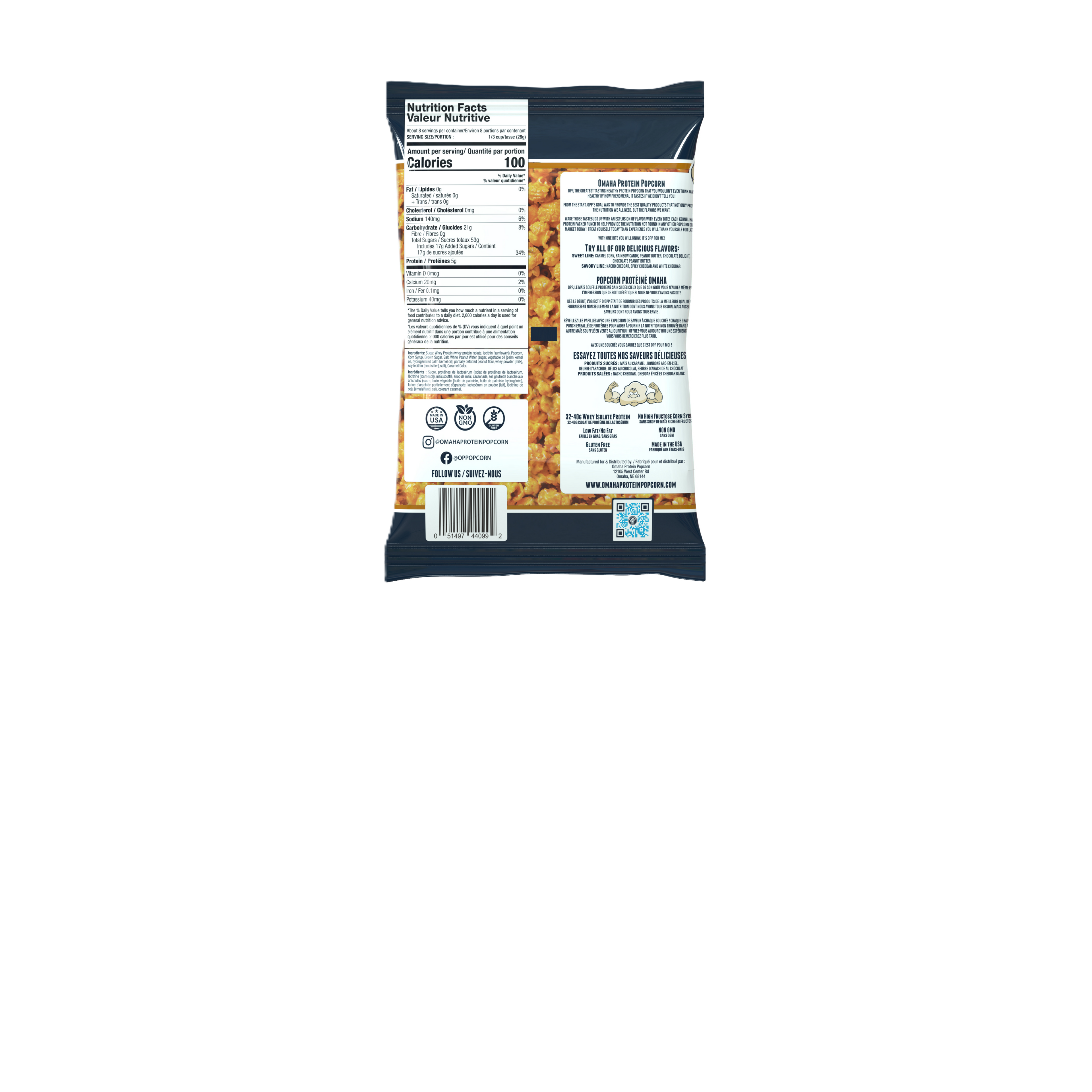 Omaha Protein Popcorn LARGE (224g) Carmel Corn