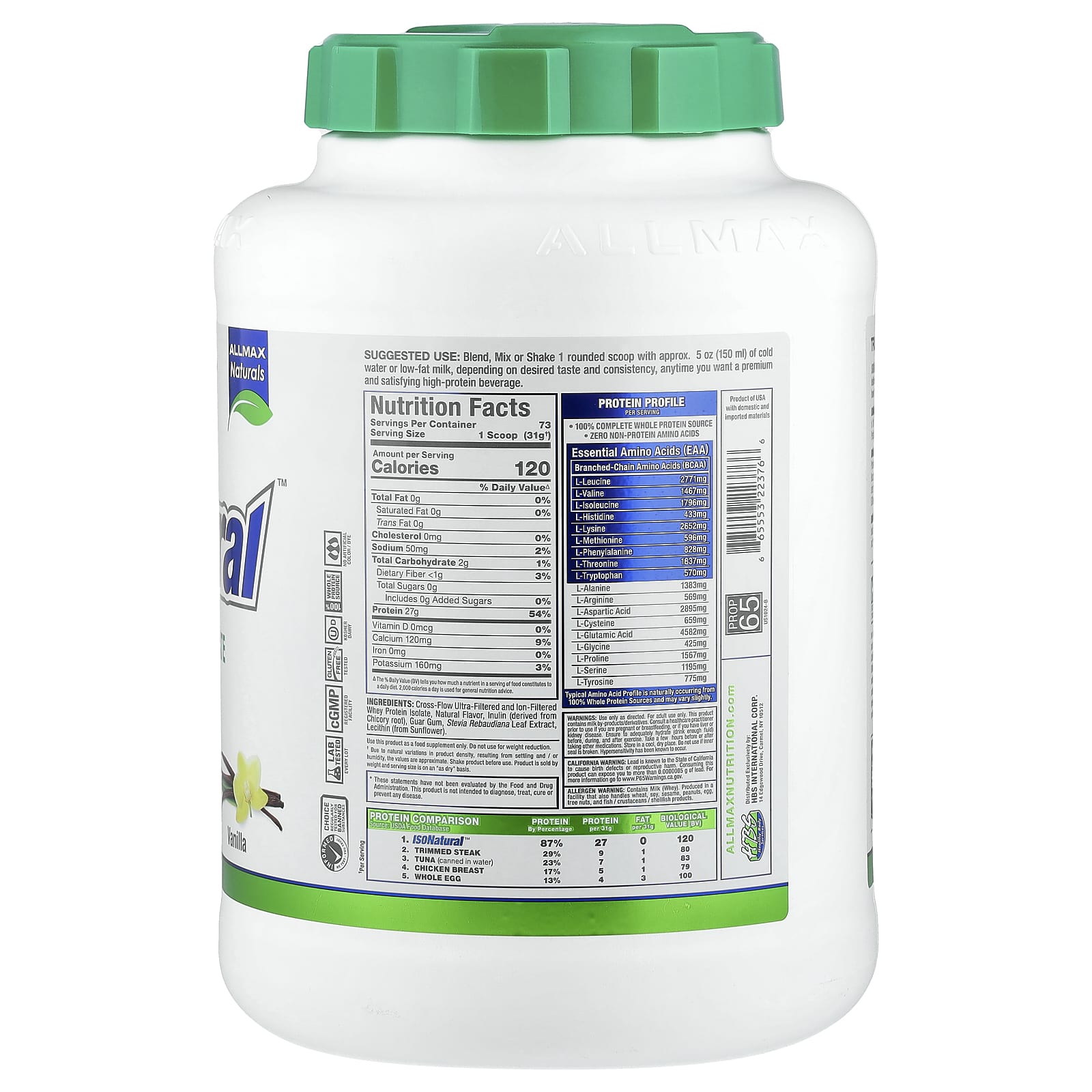 Allmax IsoNatural 5lb Vanilla