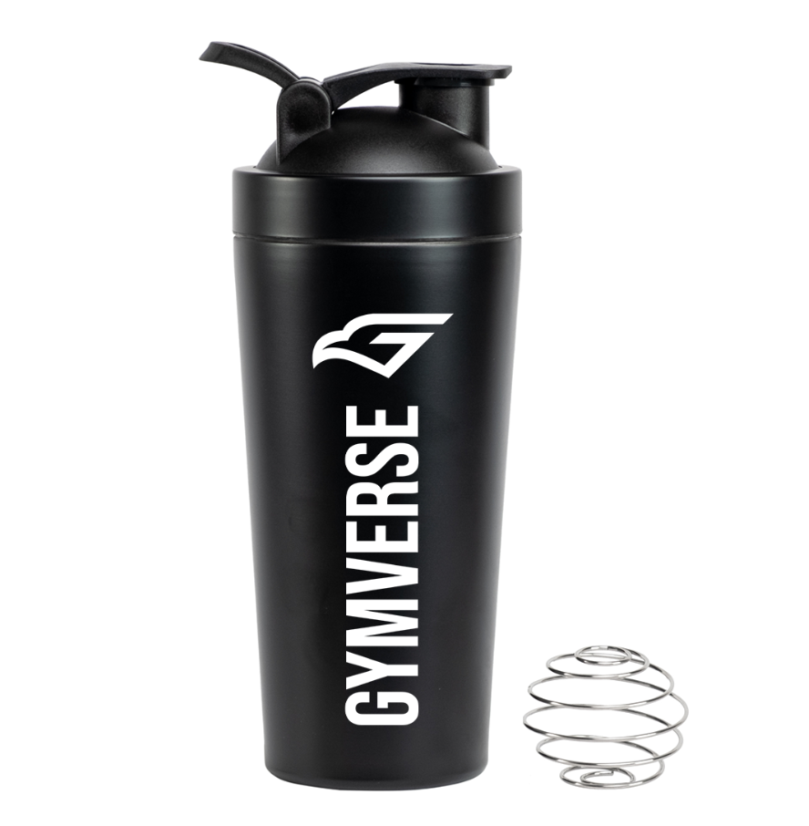 Gymverse Stainless Steel Protein Shaker Bottle – Leakproof Metal Blender Cup 900ml