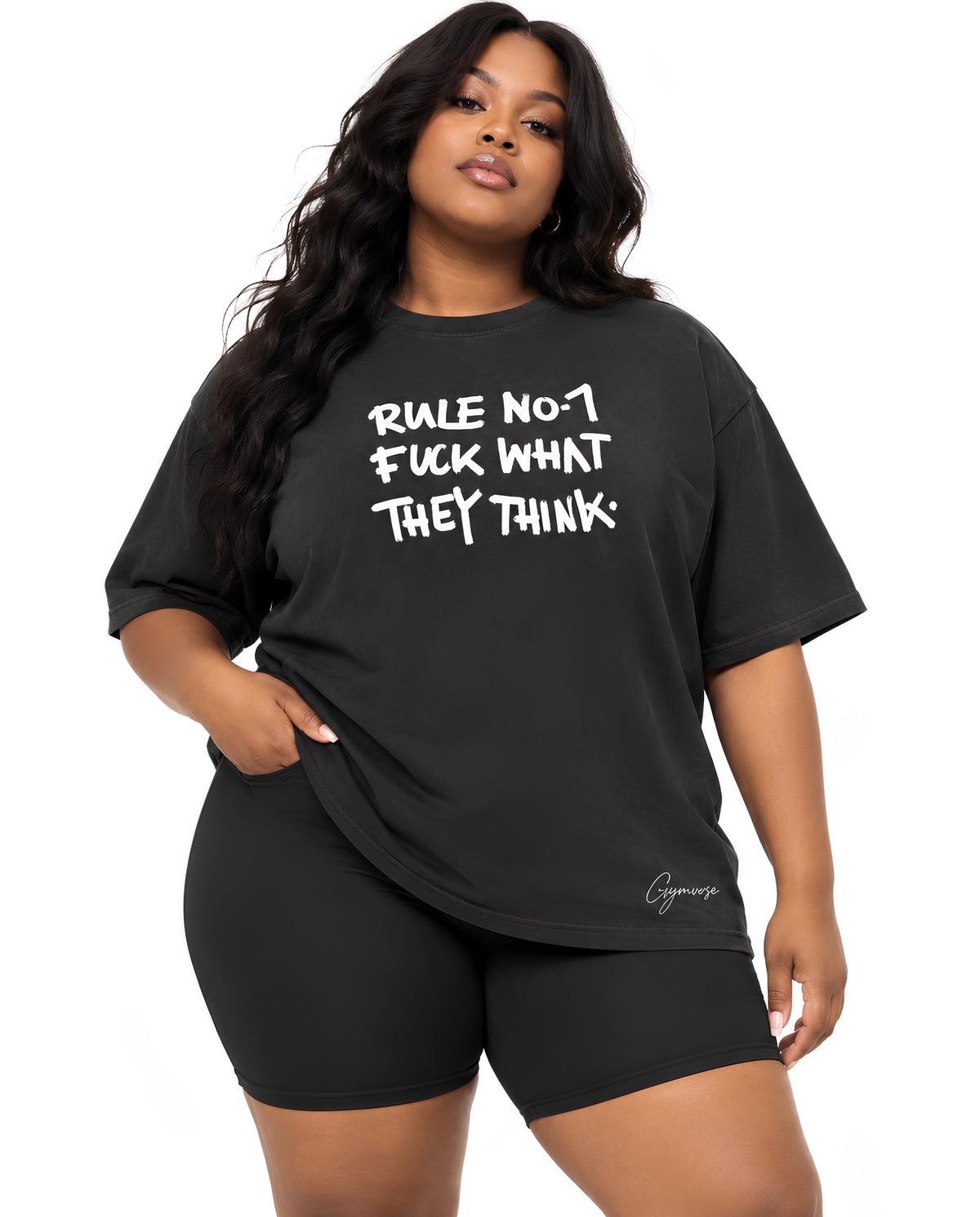 BlackRuleNo1TeeFemalePlusSizeFrontFullBody