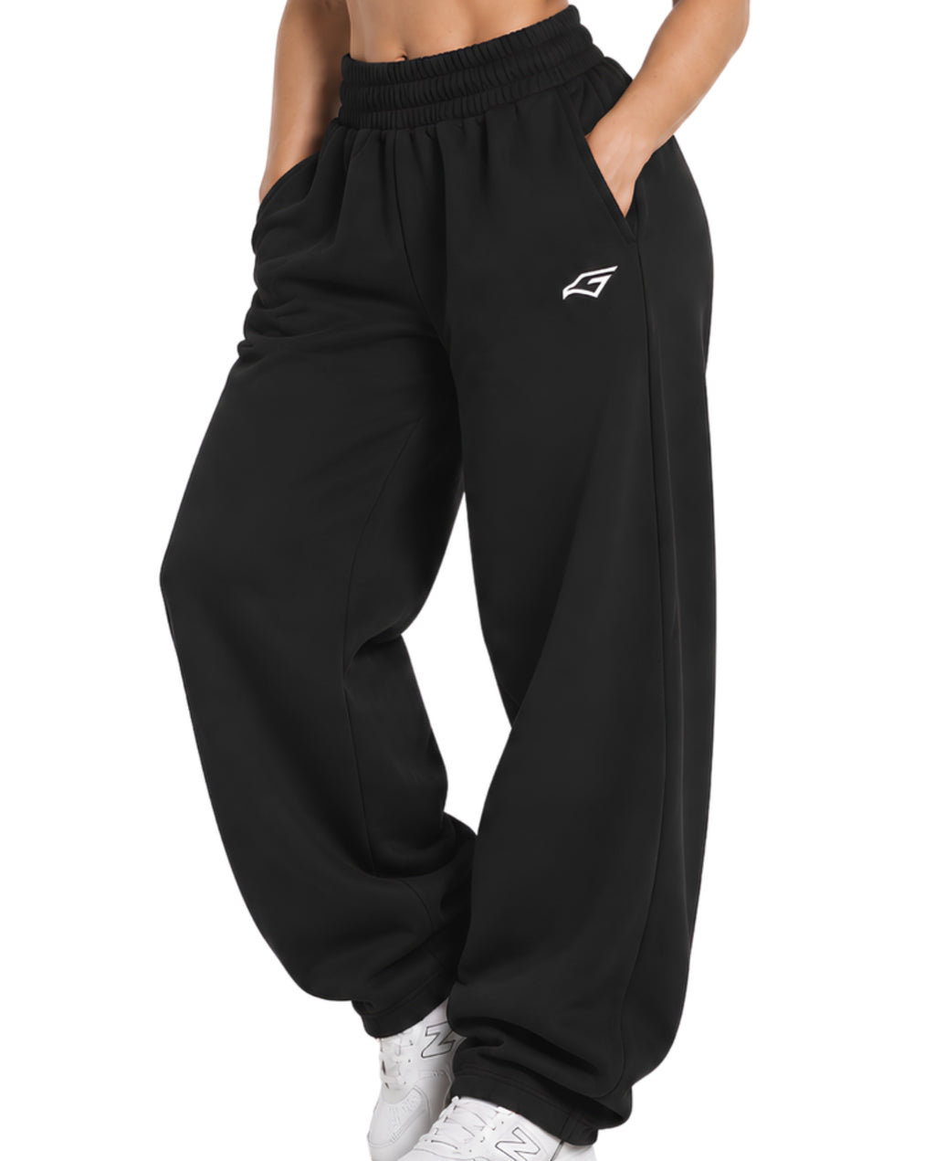 BlackSweatpantsFemaleLeanFrontCloseUp