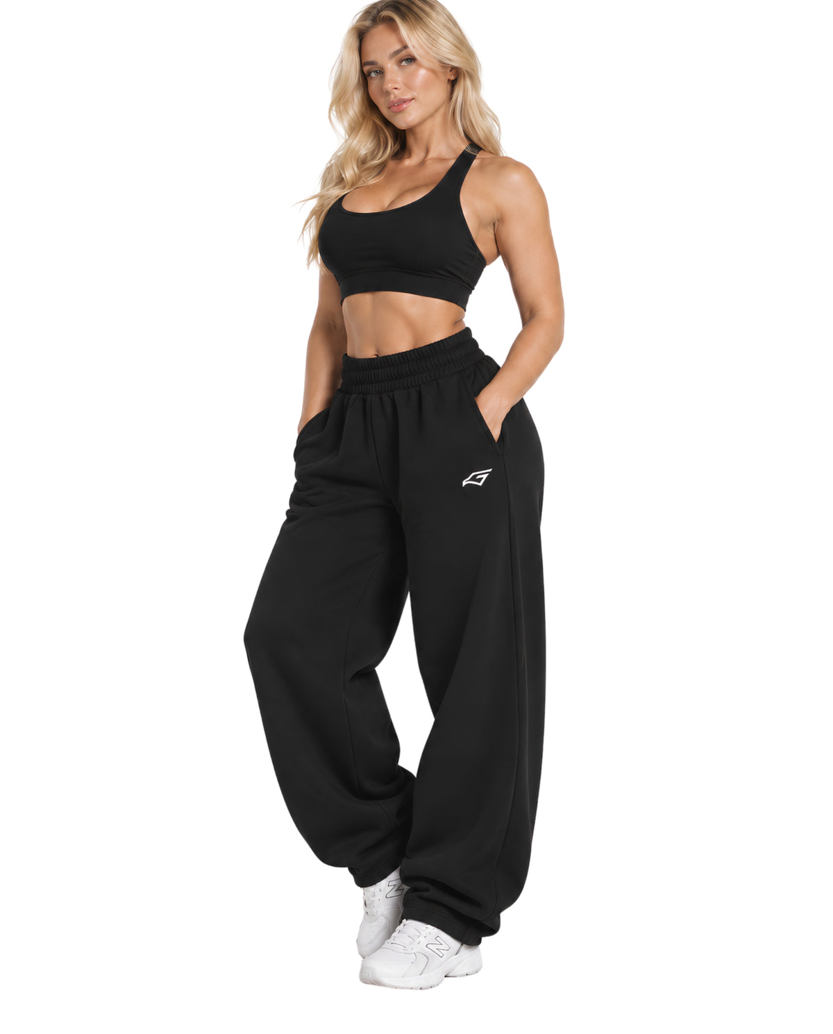 BlackSweatpantsFemaleLeanFrontFullBody