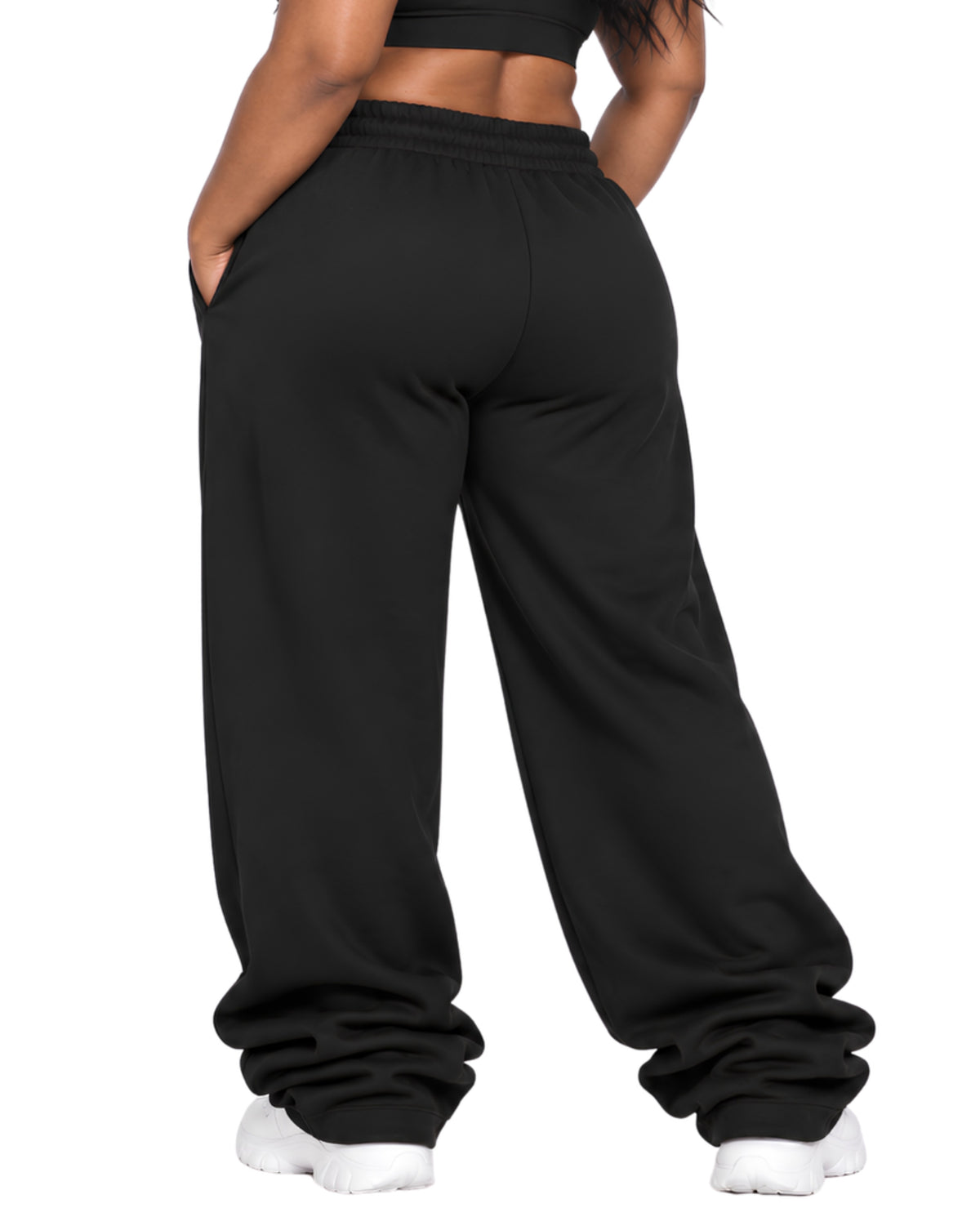 BlackSweatpantsFemalePlusSizeBackCloseUp