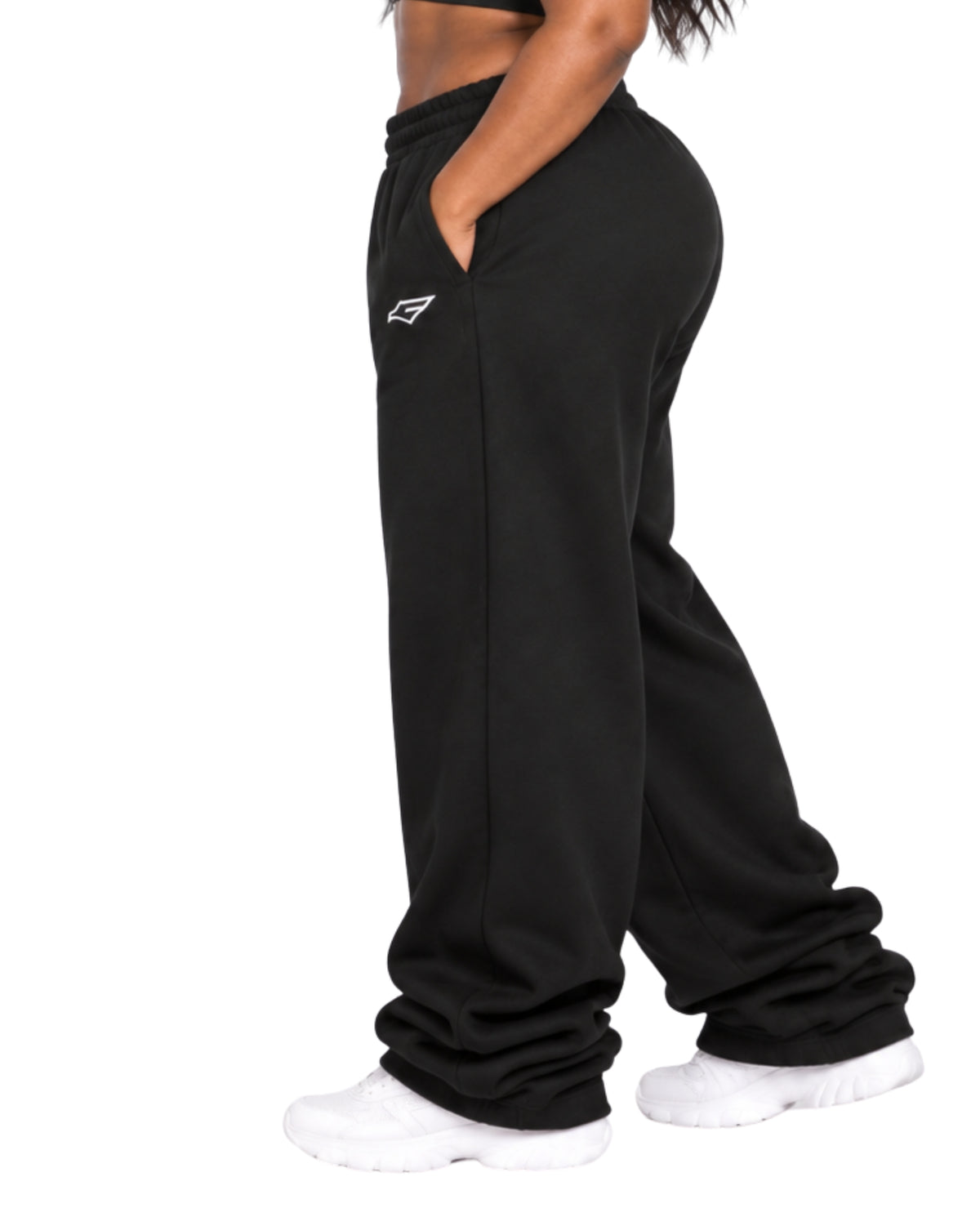 BlackSweatpantsFemalePlusSizeSideCloseUp