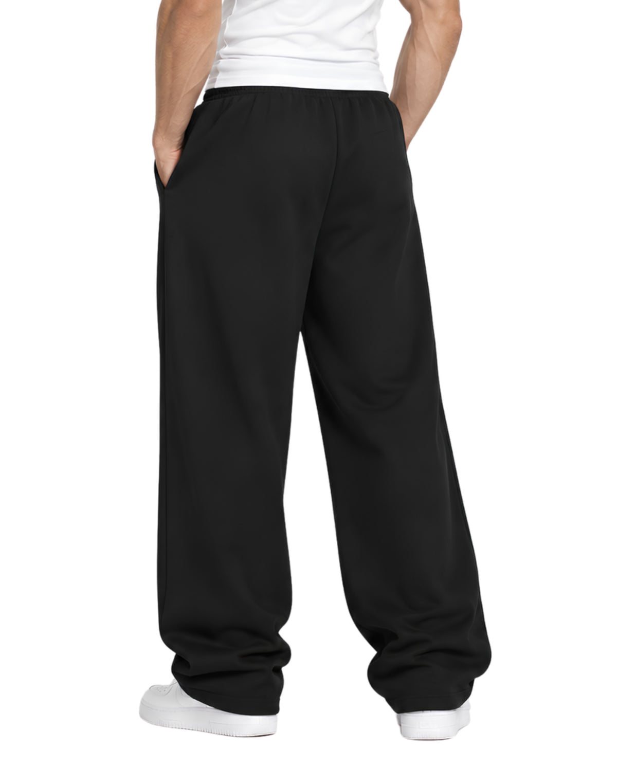 BlackSweatpantsMaleLeanBackCloseUp