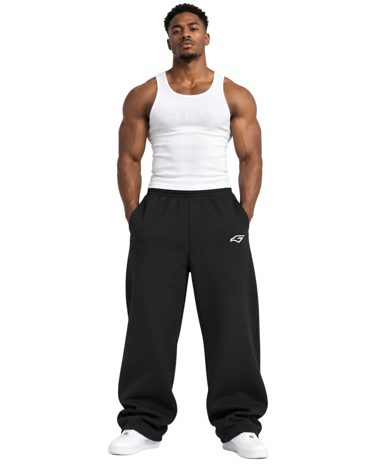 BlackSweatpantsMaleMuscularFrontFullBody