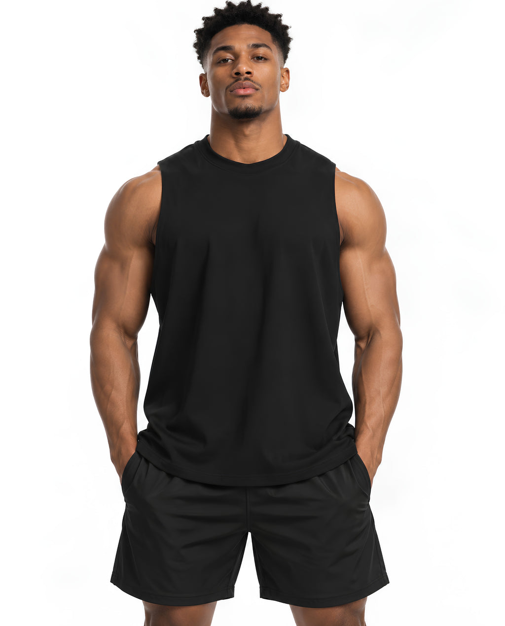 BlackVestMaleAthleticFrontCloseUp