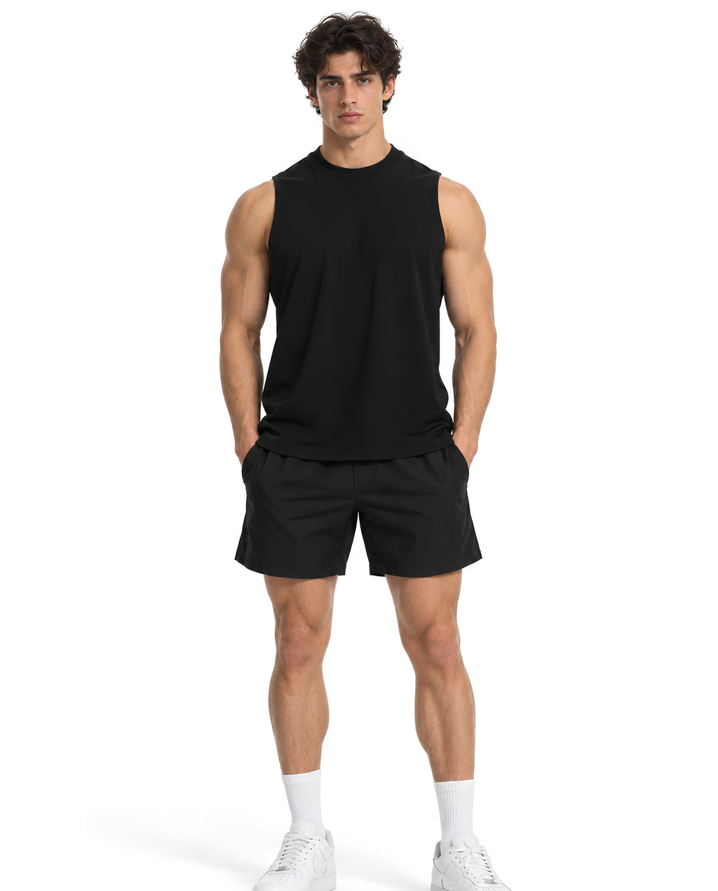 BlackVestMaleLeanFrontFullBody