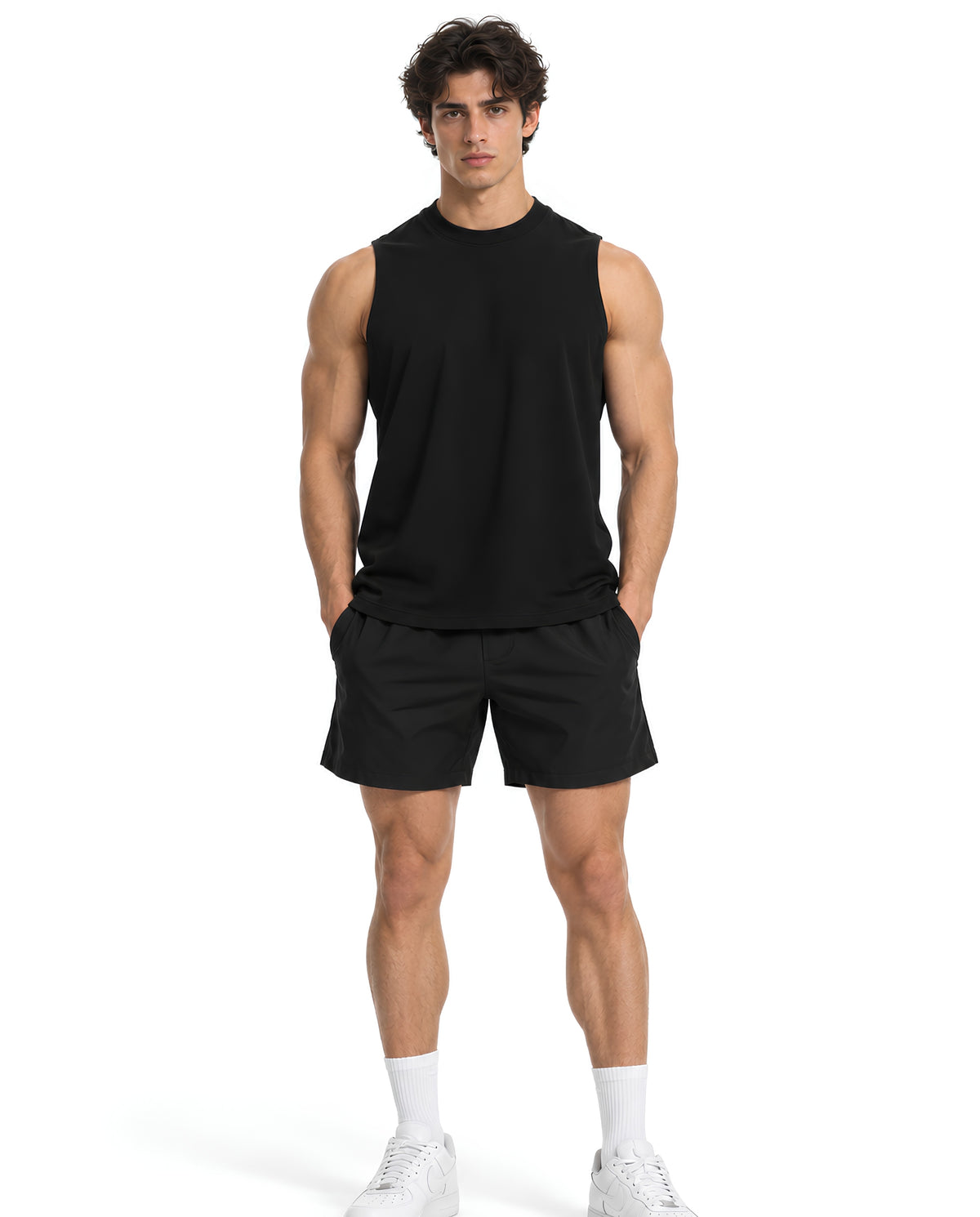 BlackVestMaleLeanFrontFullBody