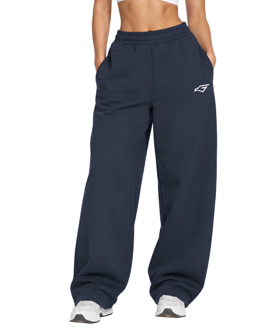 BlueSweatpantsFemaleLeanFrontCloseUp