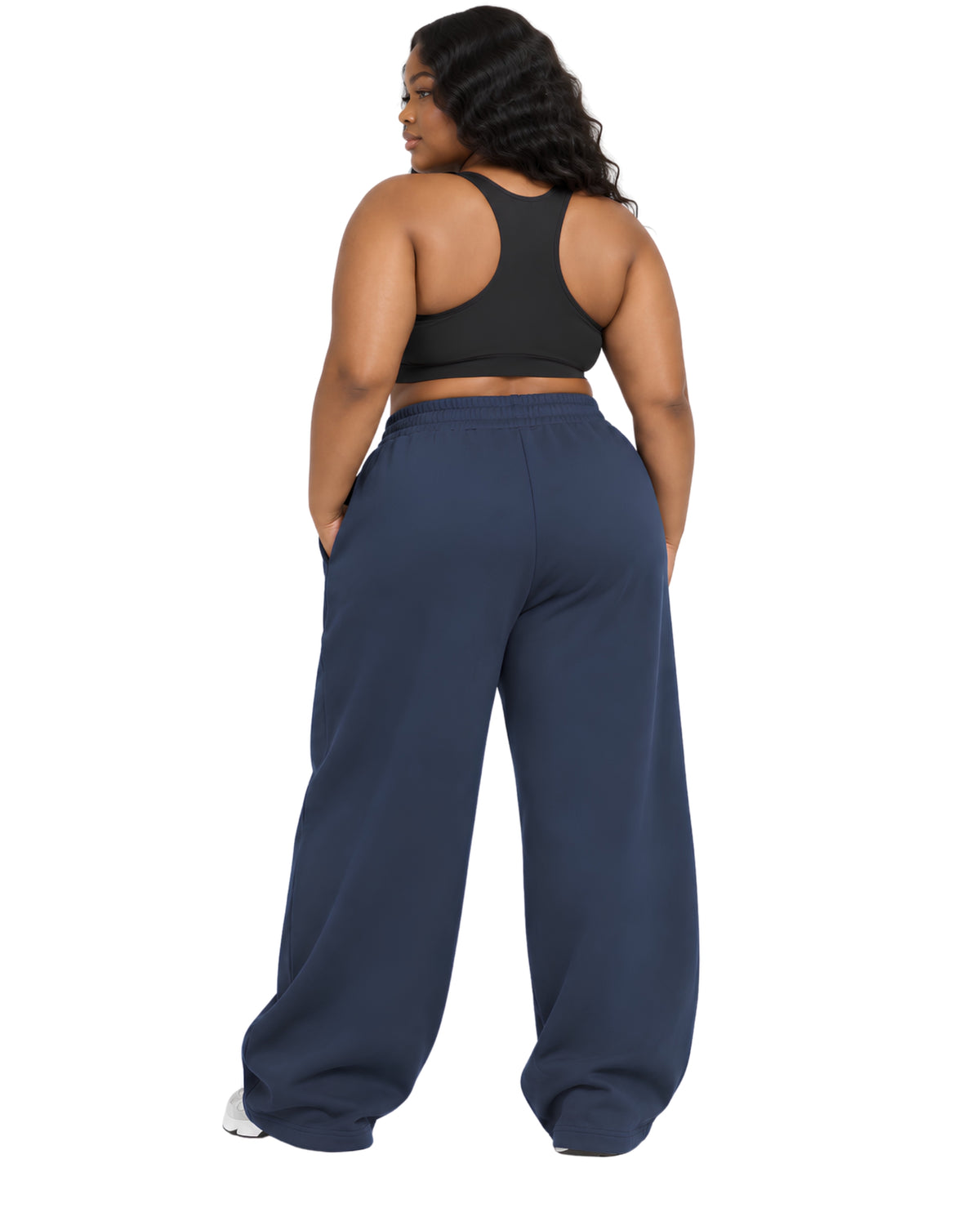 BlueSweatpantsFemalePlusSizeBackFullBody