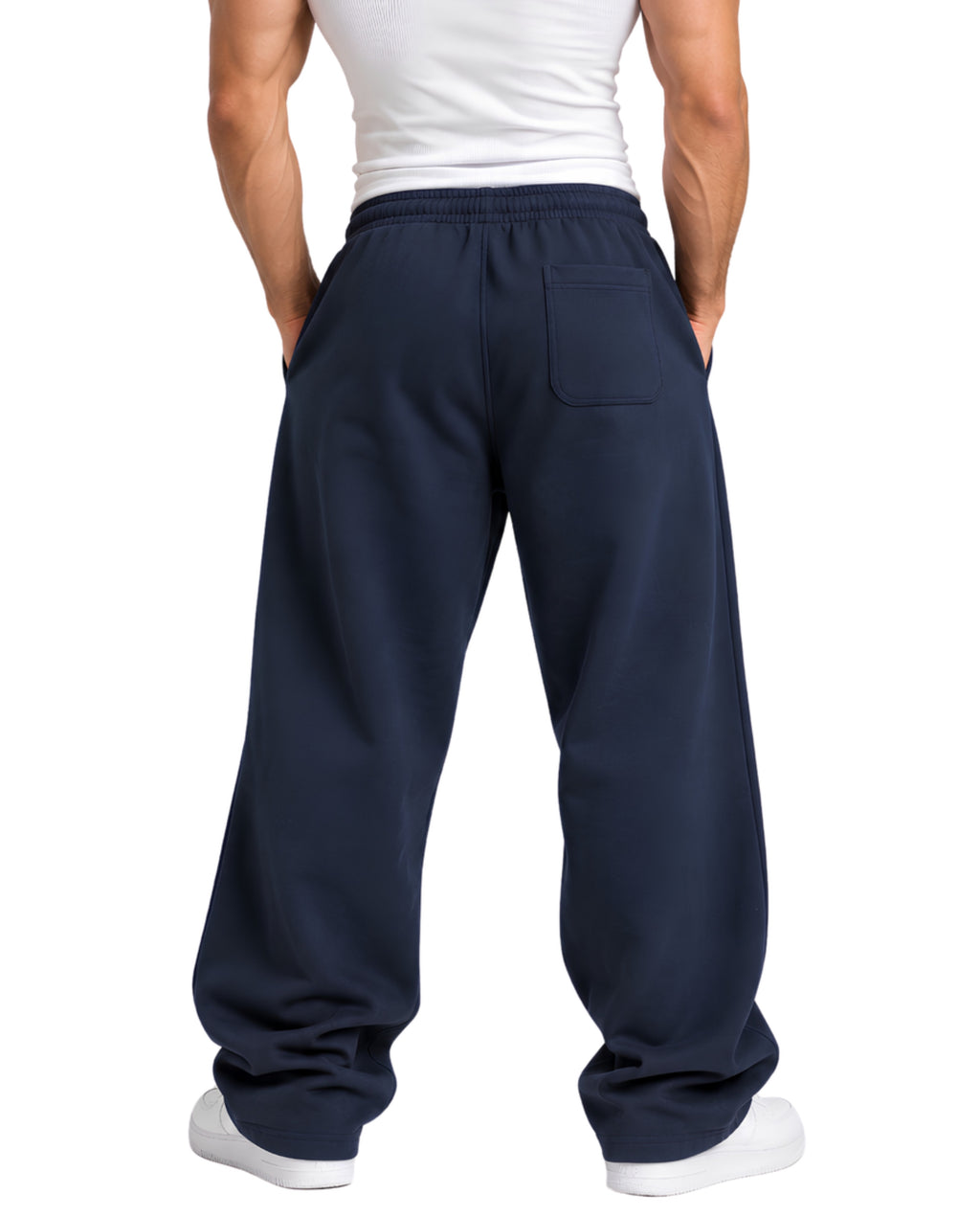 BlueSweatpantsMaleLeanBackCloseUp