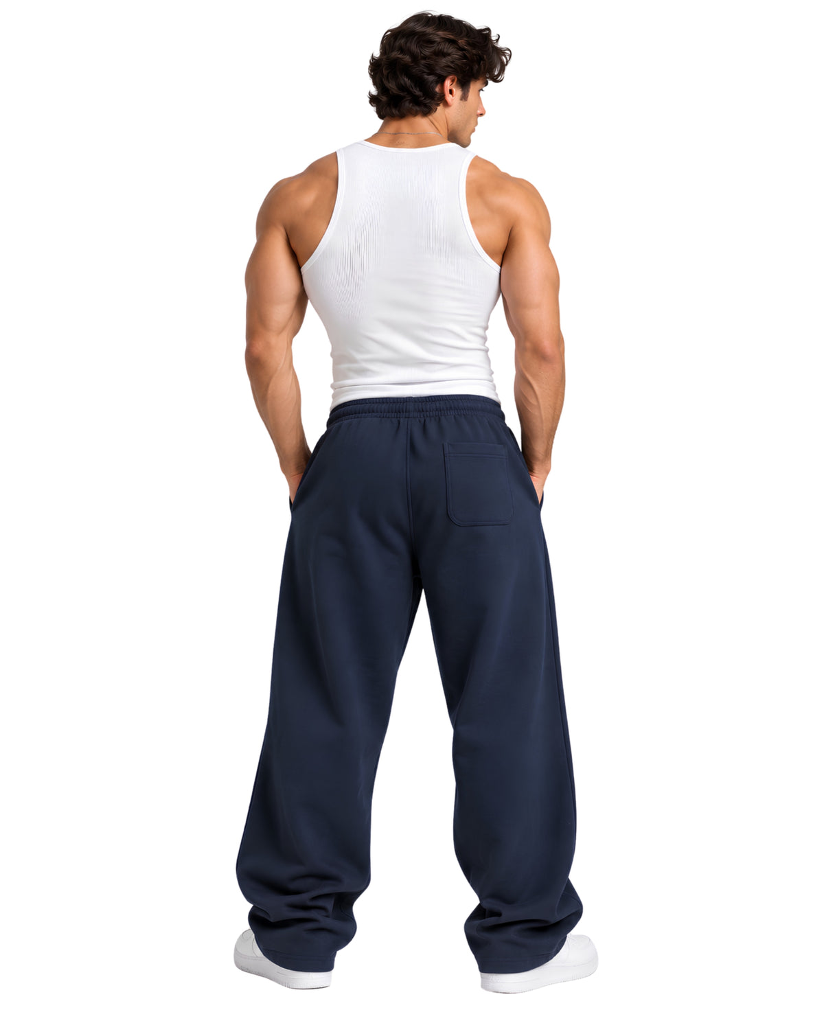 BlueSweatpantsMaleLeanBackFullBody