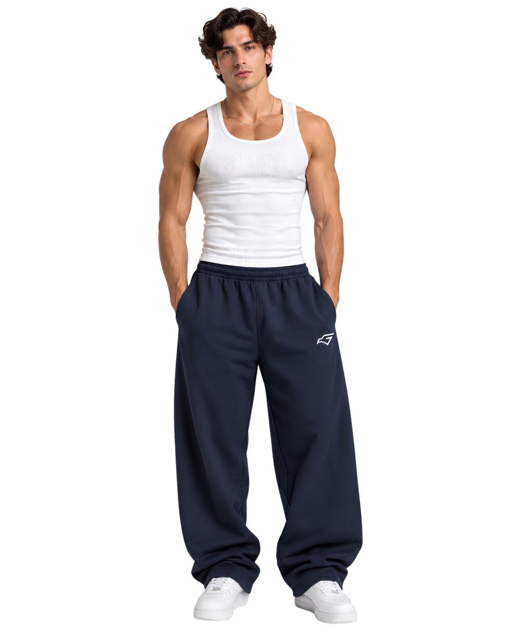 BlueSweatpantsMaleLeanFrontFullBody