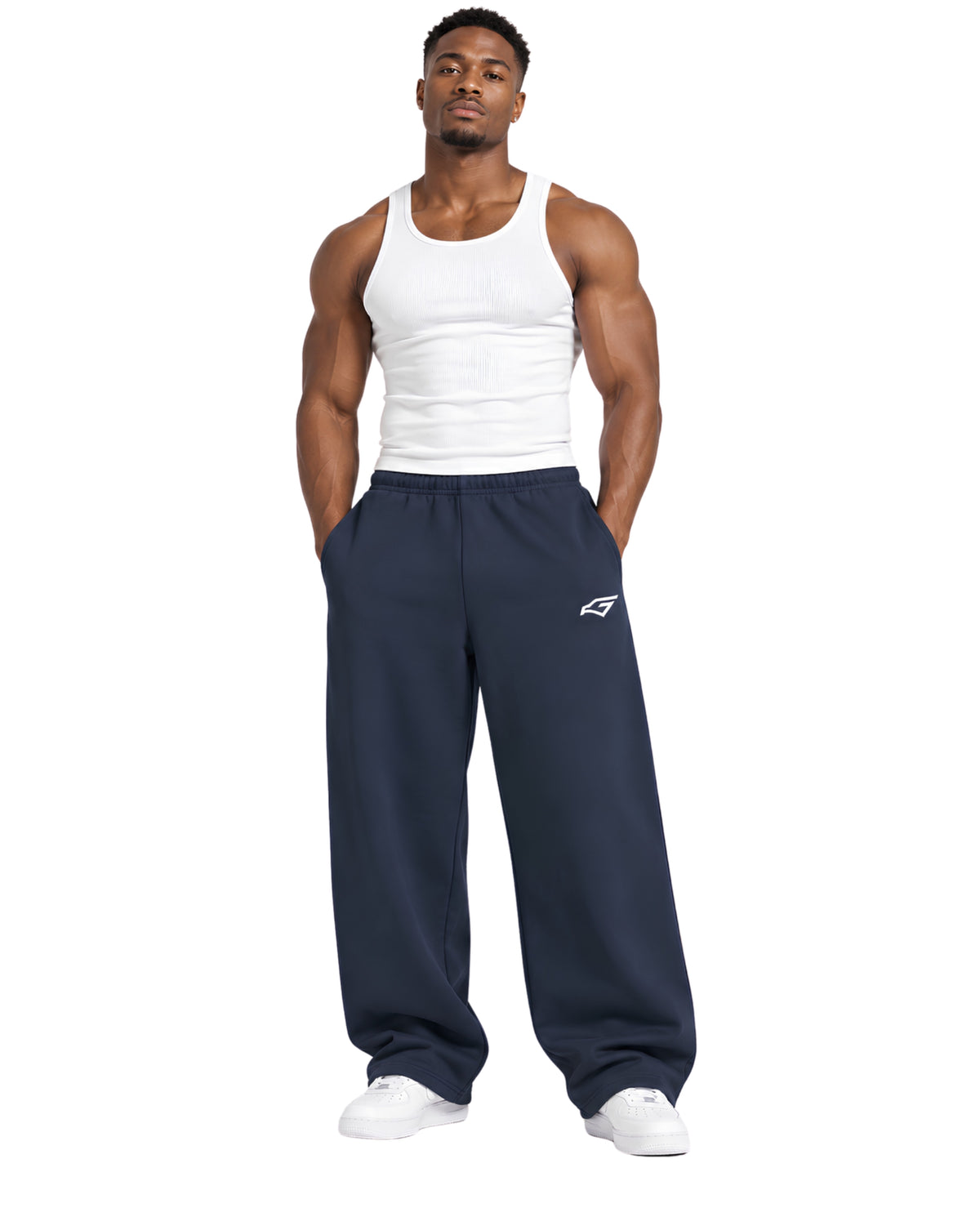 BlueSweatpantsMaleMuscularFrontFullBody