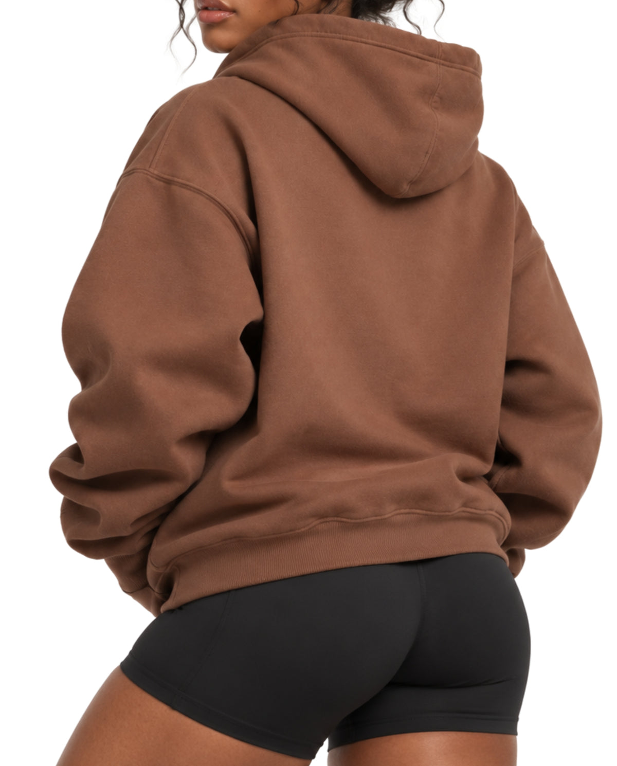 BrownGymverseHoodieFemaleBackCloseUp