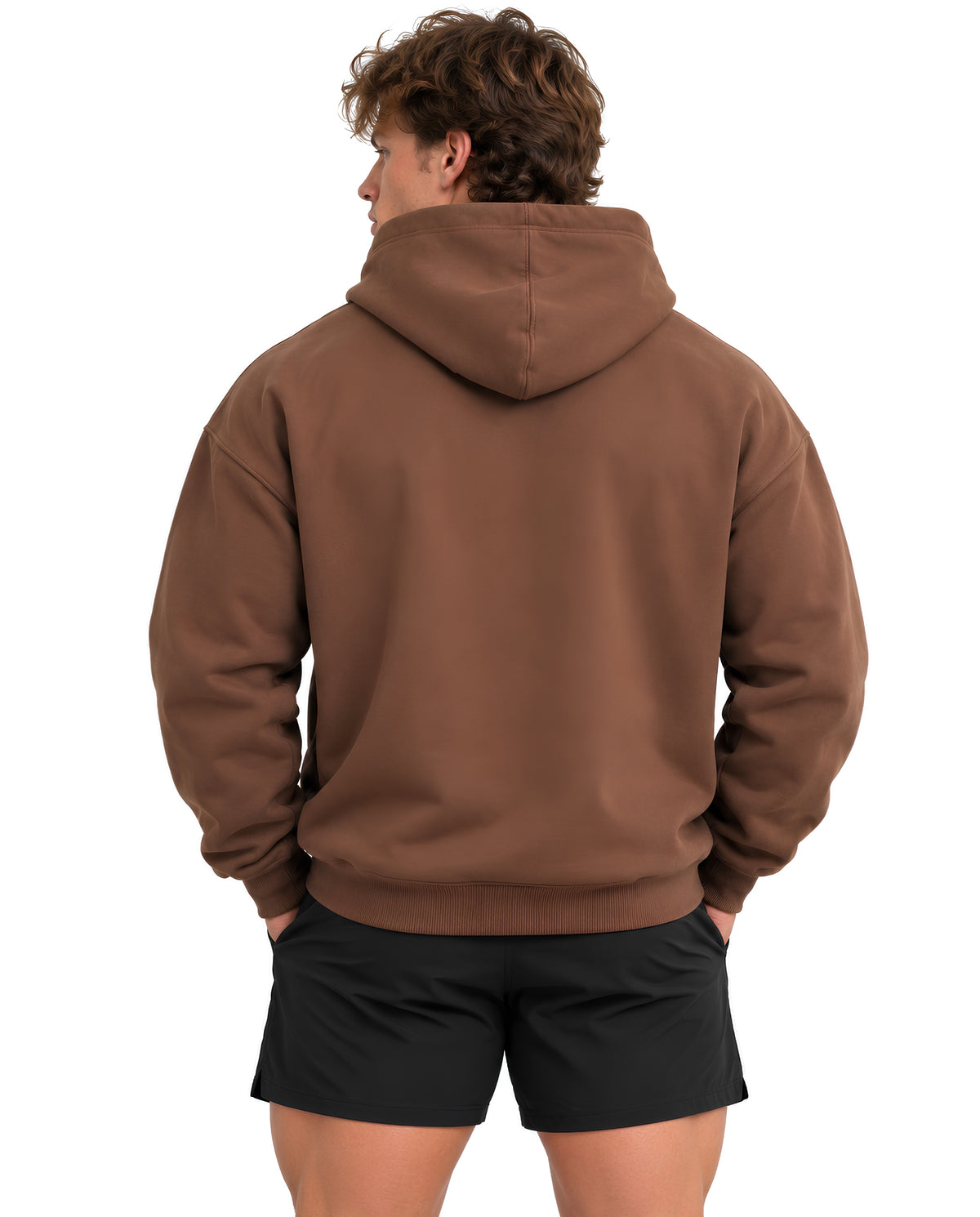 BrownGymverseHoodieMaleBackFullBody