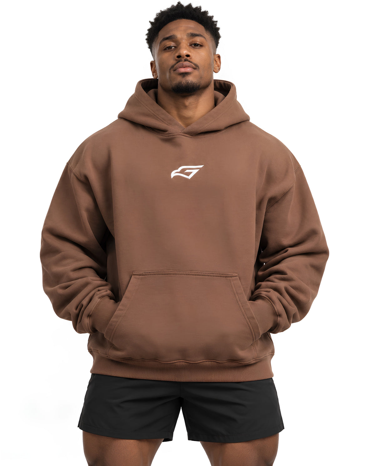 BrownGymverseHoodieMaleFrontFullBody_2