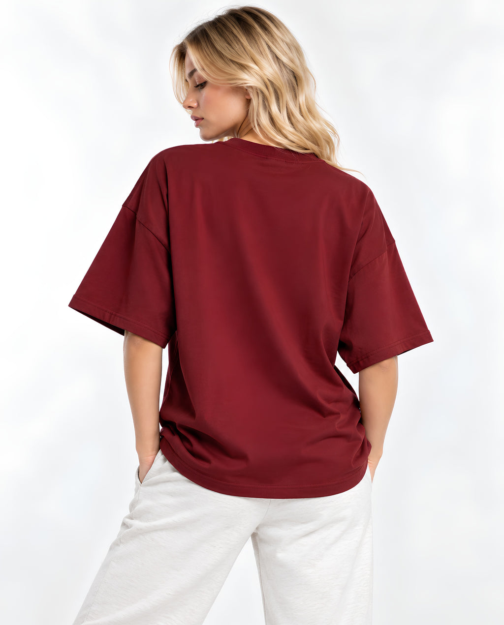 BurgundyRiskOversizedTeeFemaleBackFull