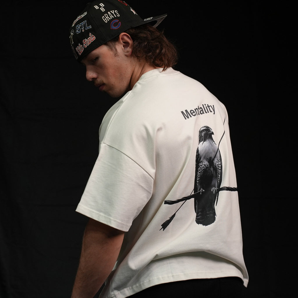 Vintage White Oversized Boxy Tee Mentality