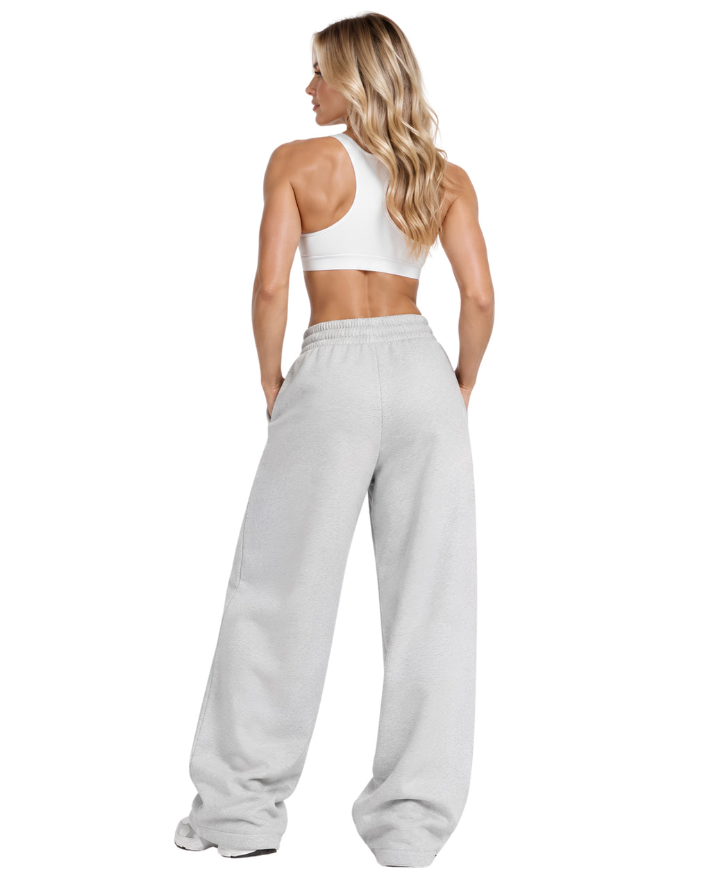 GraySweatpantsFemaleLeanBackFullBody