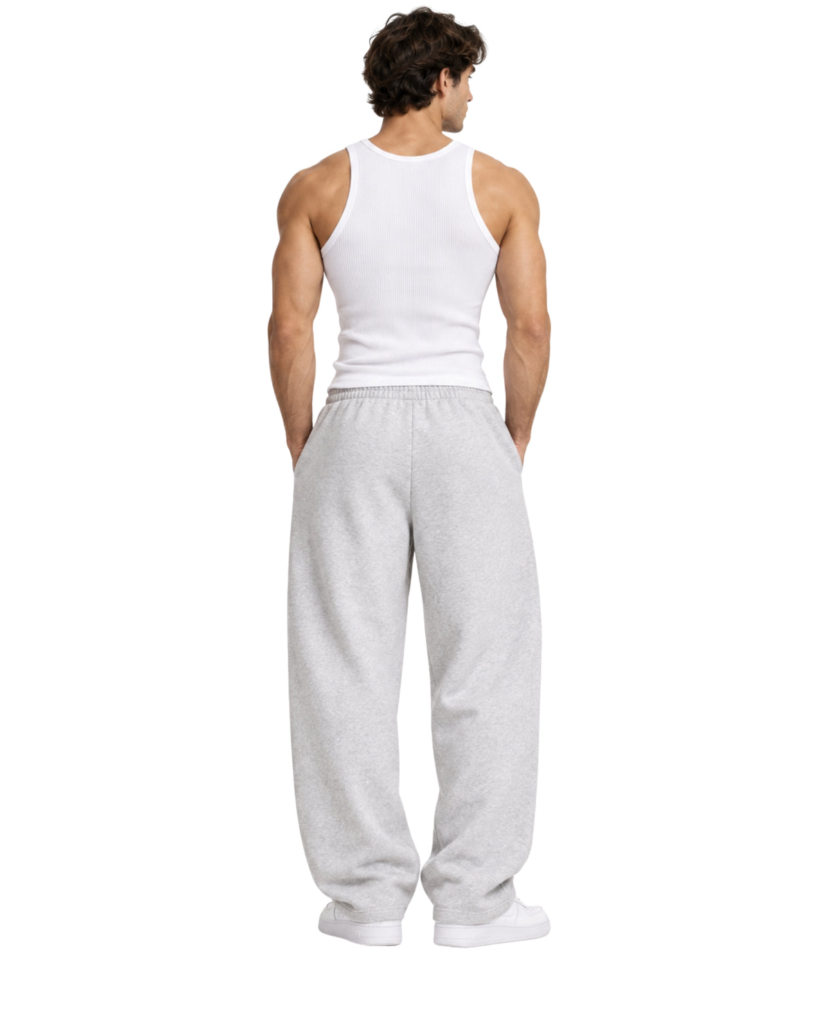 GraySweatpantsMaleLeanBackFullBody