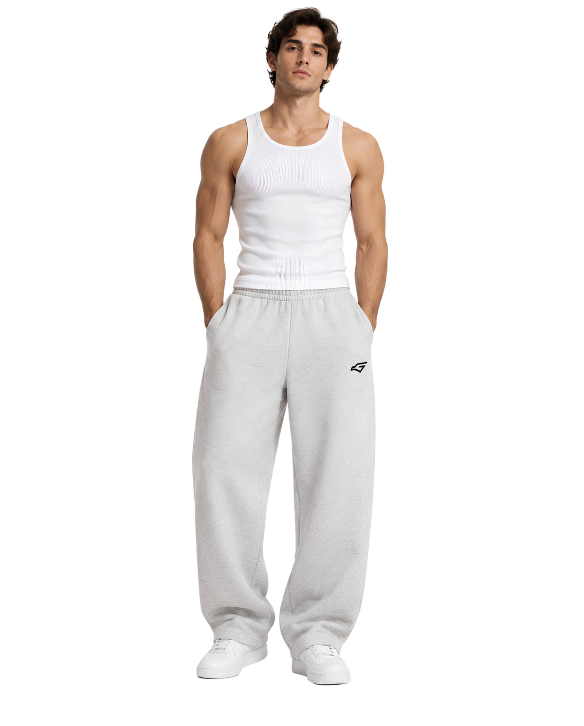 GraySweatpantsMaleLeanFrontFullBody