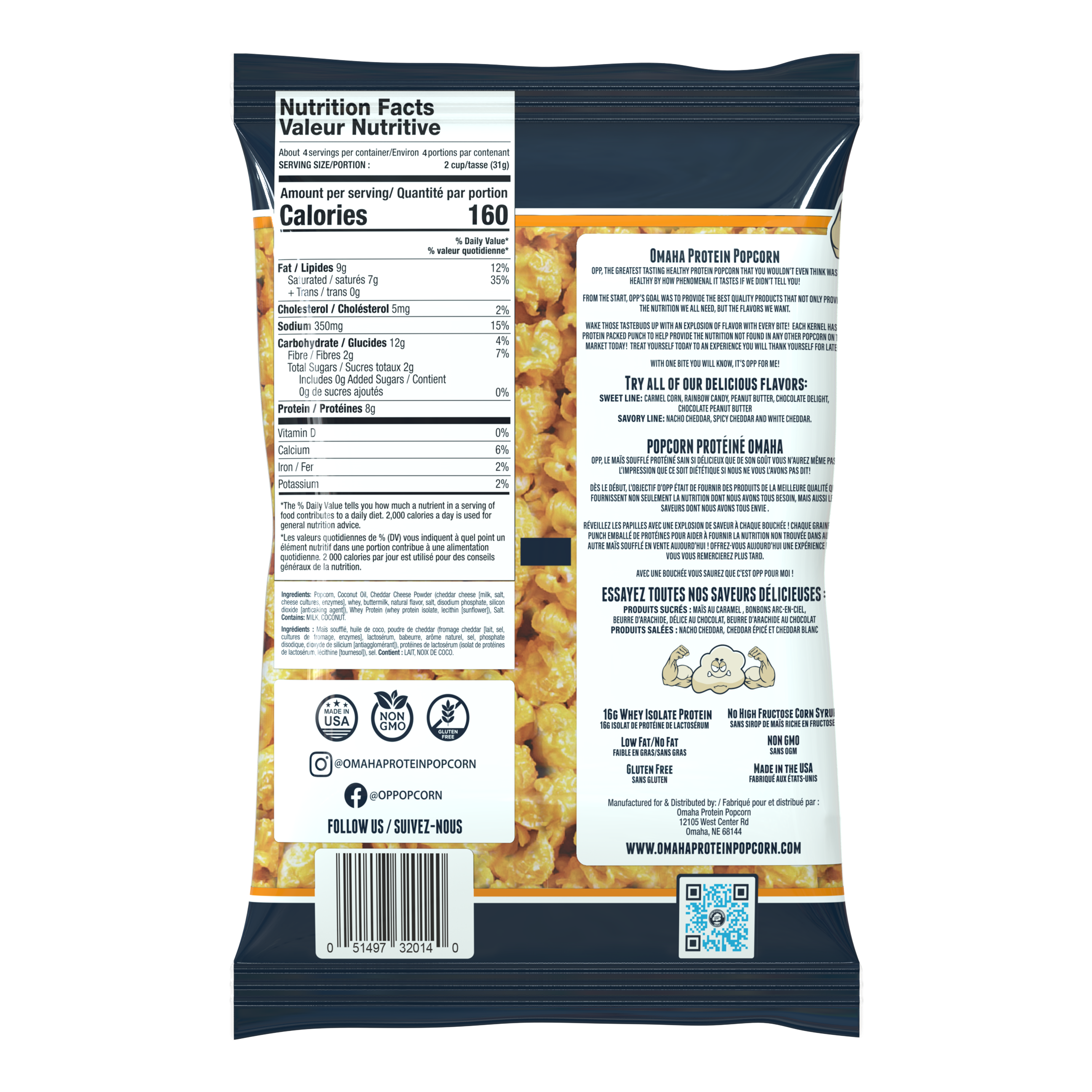 Omaha Protein Popcorn MINI 62 g – Nacho Cheddar-2