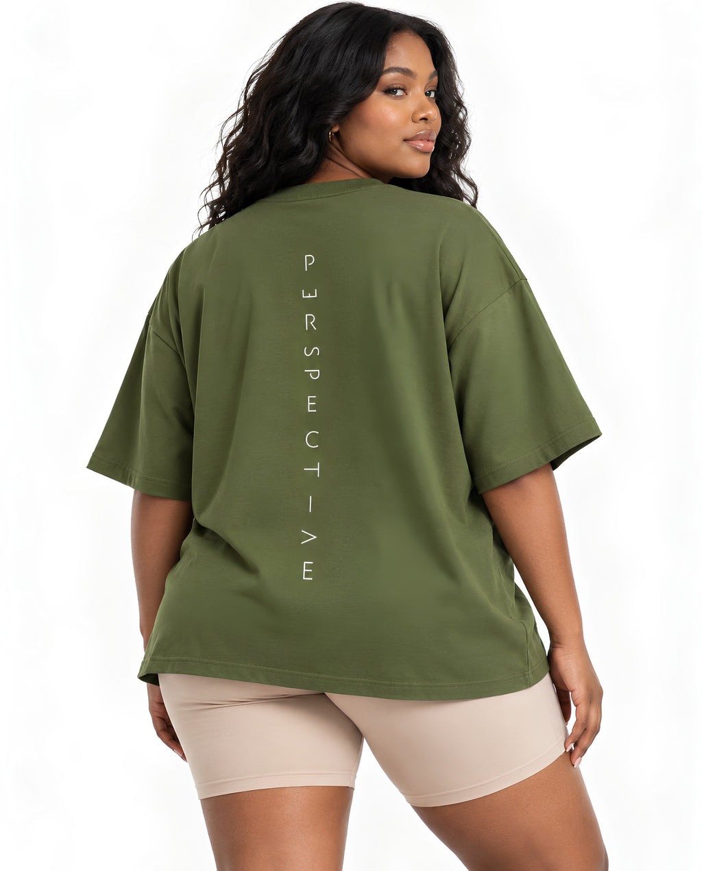 OliveGreenPerspectiveOversizedTeeFemaleBackFullCurvy