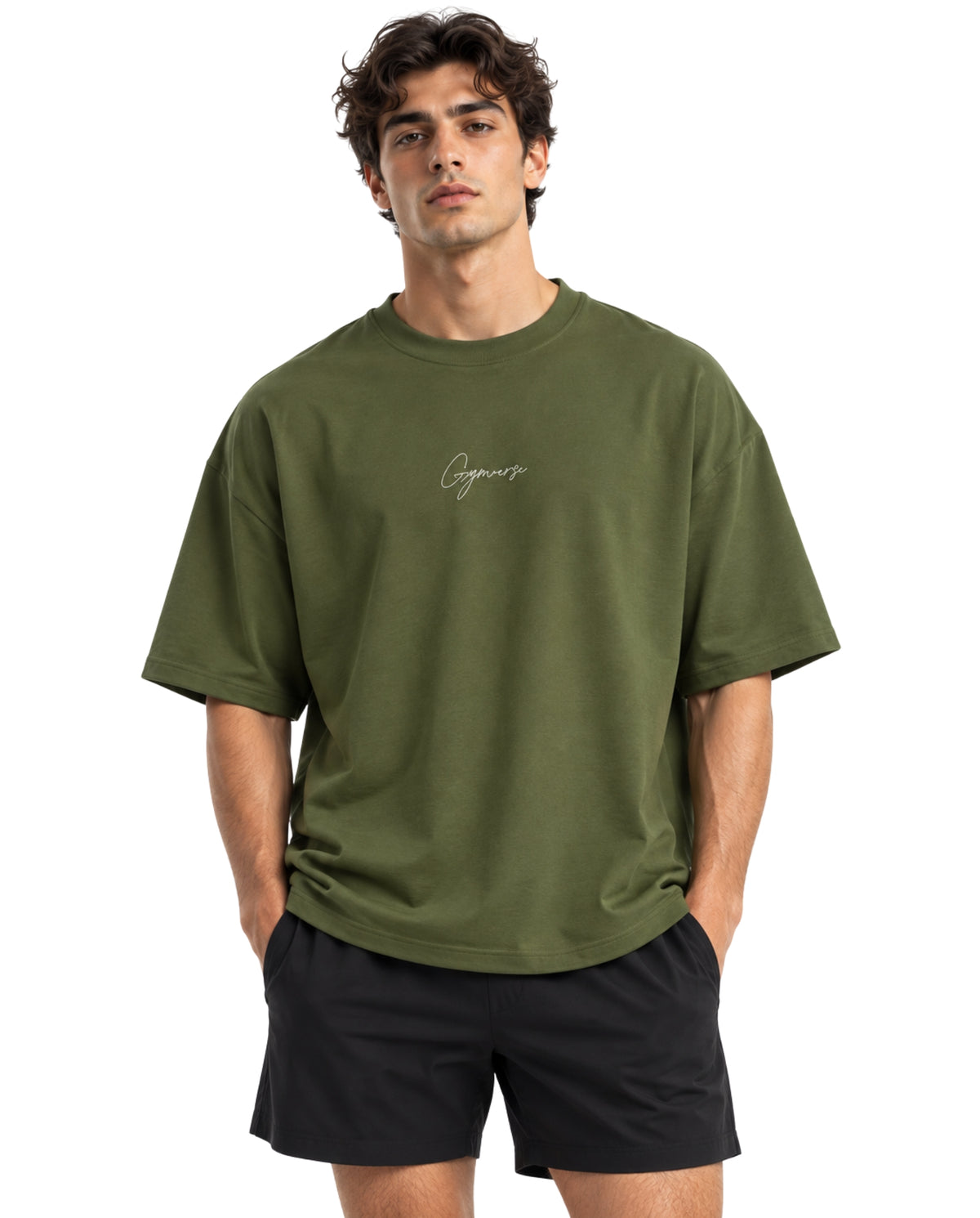 OliveGreenPerspectiveOversizedTeeMaleFrontFull_1