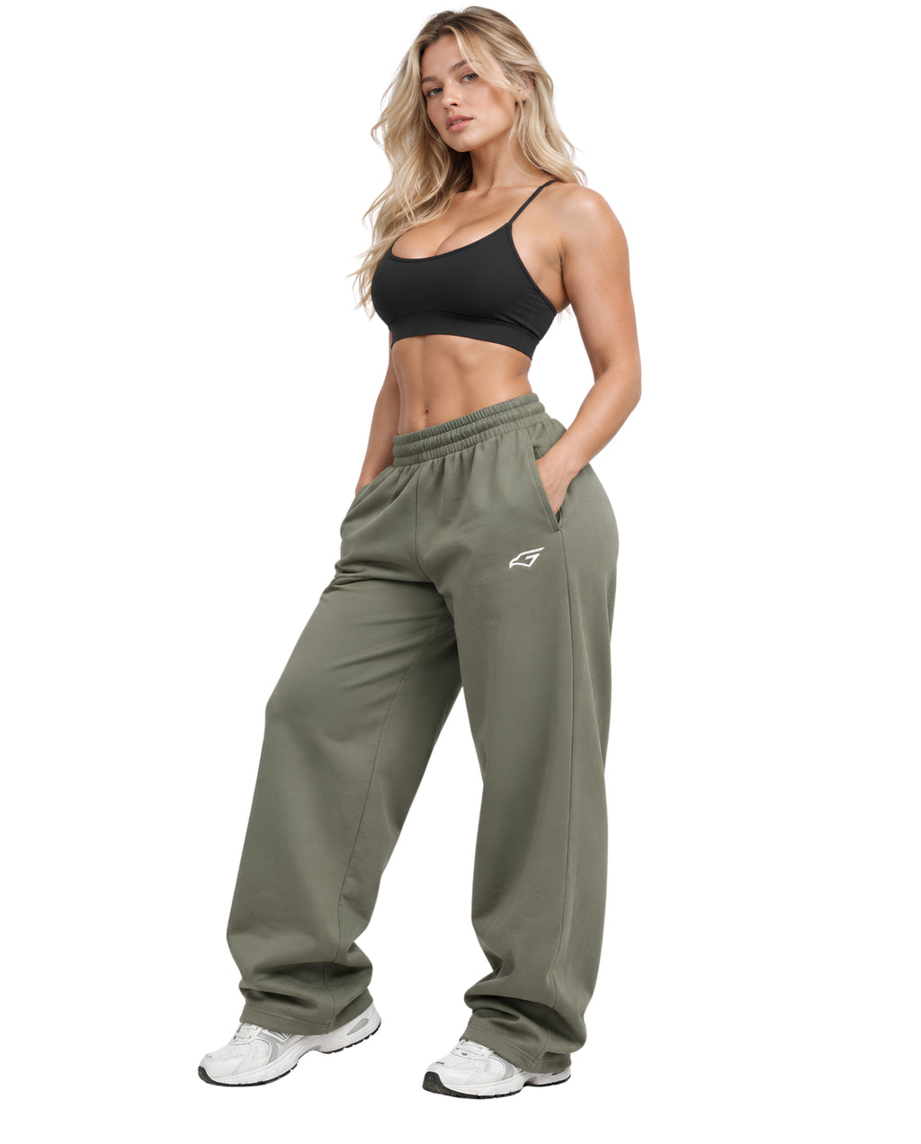 OliveSweatpantsFemaleLeanFrontFullBody