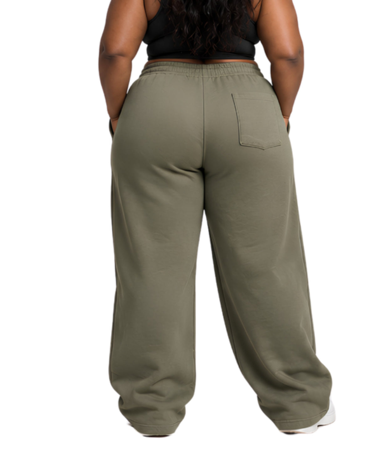OliveSweatpantsFemalePlusSizeBackFullBody