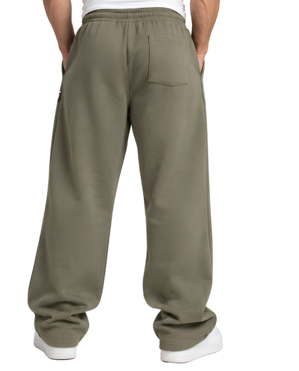 OliveSweatpantsMaleLeanBackFullBody
