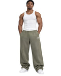 OliveSweatpantsMaleMuscularFrontFullBody