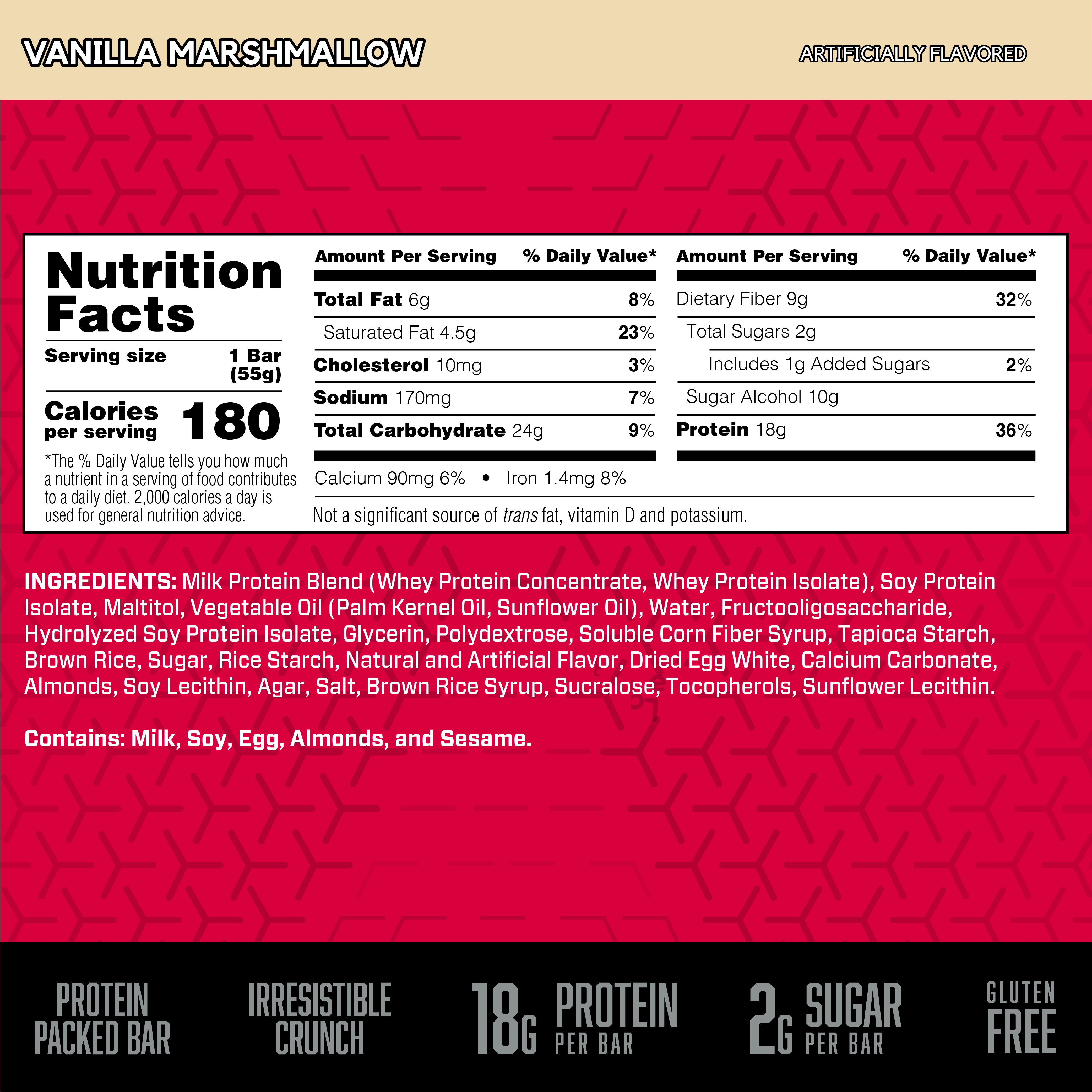 BSN Protein Crisp Bar – Vanilla Marshmallow (12 Bars)-2