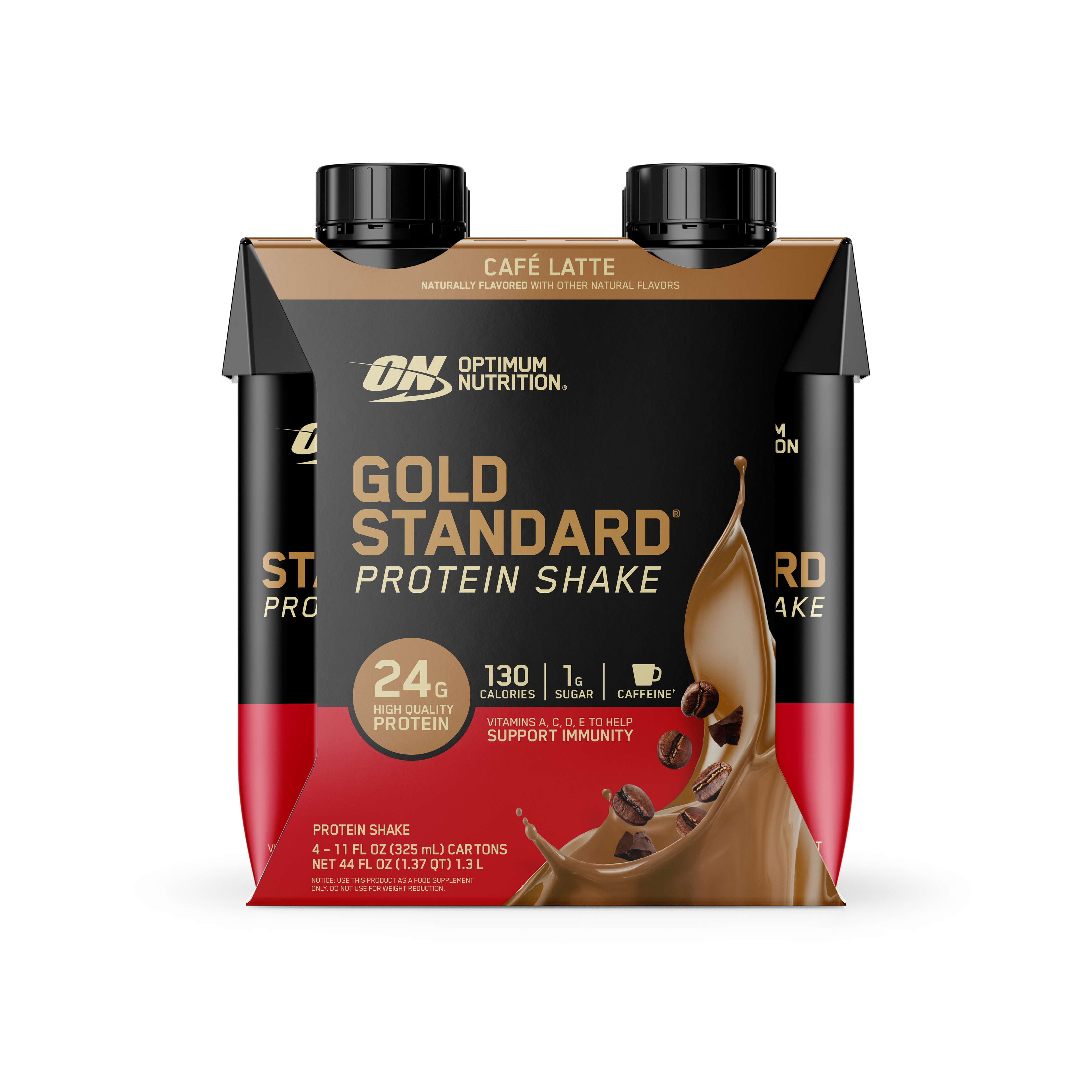 ON Gold Standard Protein Shake RTD – 11 oz (12/case) Café Latte