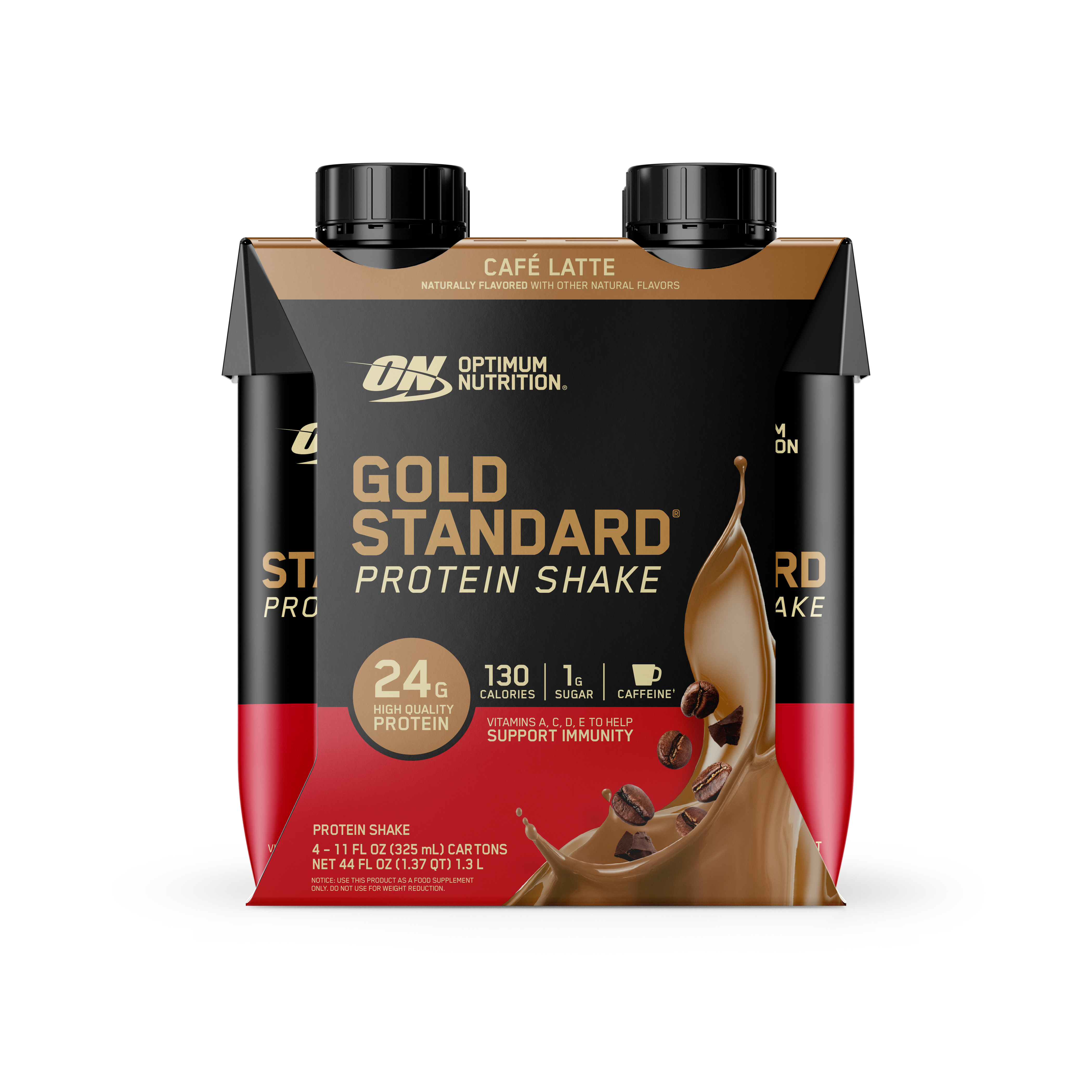 ON Gold Standard Protein Shake RTD – 11 oz (12/case) Café Latte