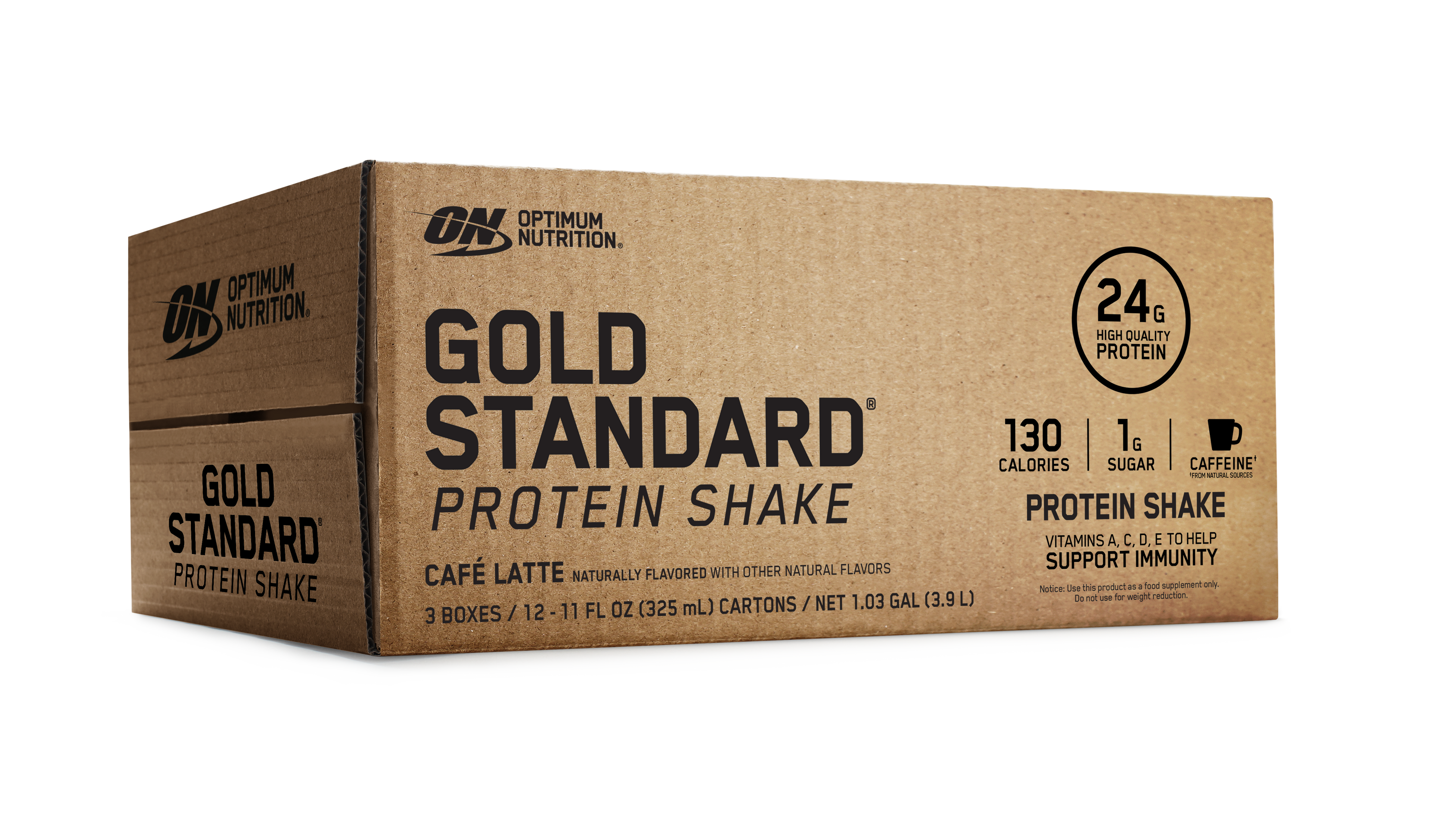 ON Gold Standard Protein Shake RTD – 11 oz (12/case) Café Latte
