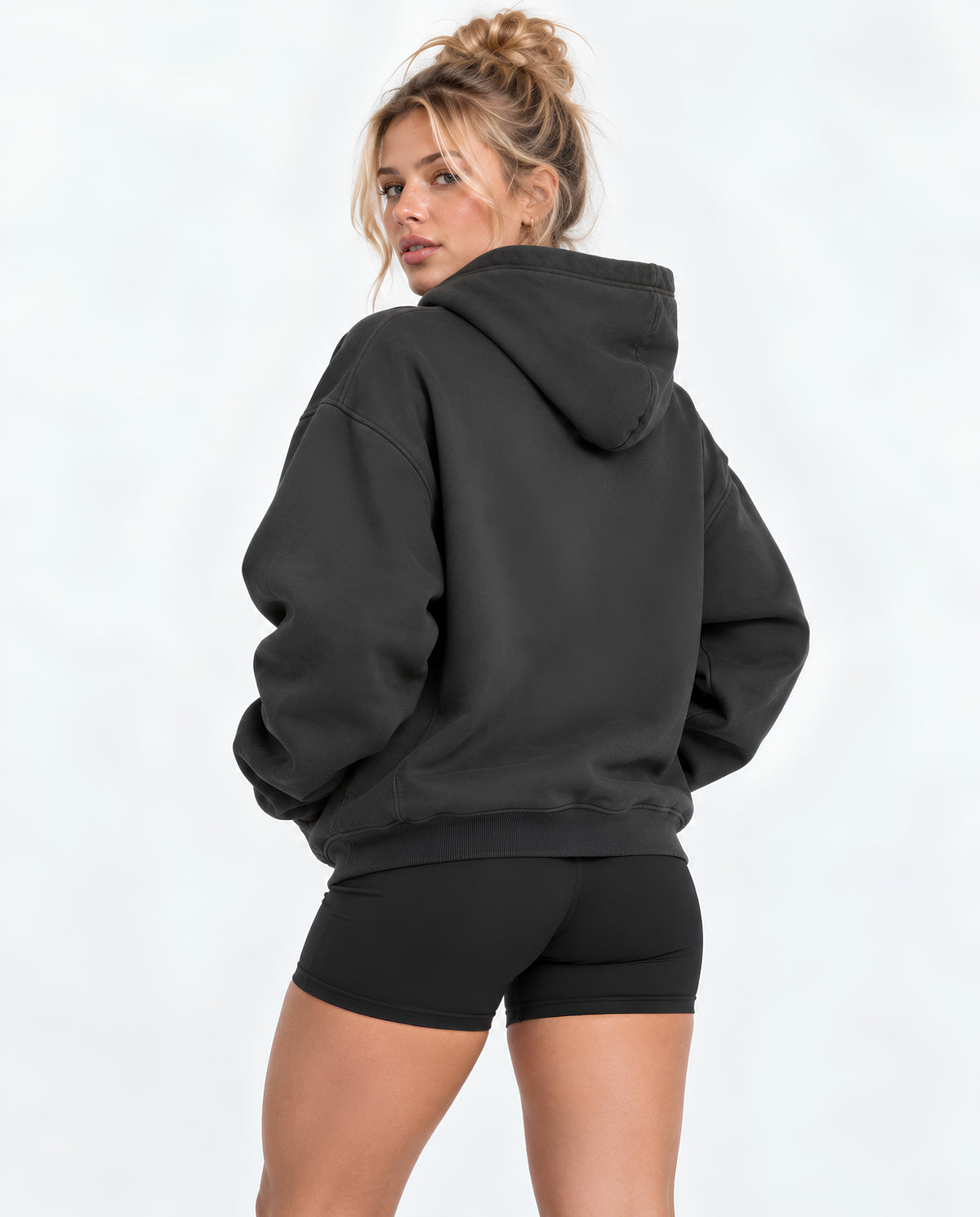 VintageBlackUltraHeavyHoodieFemaleBackFullBody
