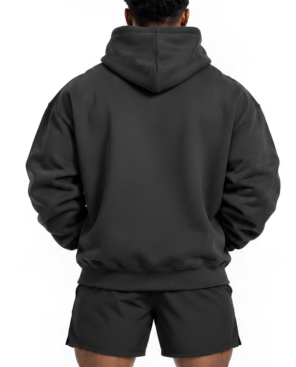 VintageBlackUltraHeavyHoodieMaleAthleticBackCloseUp