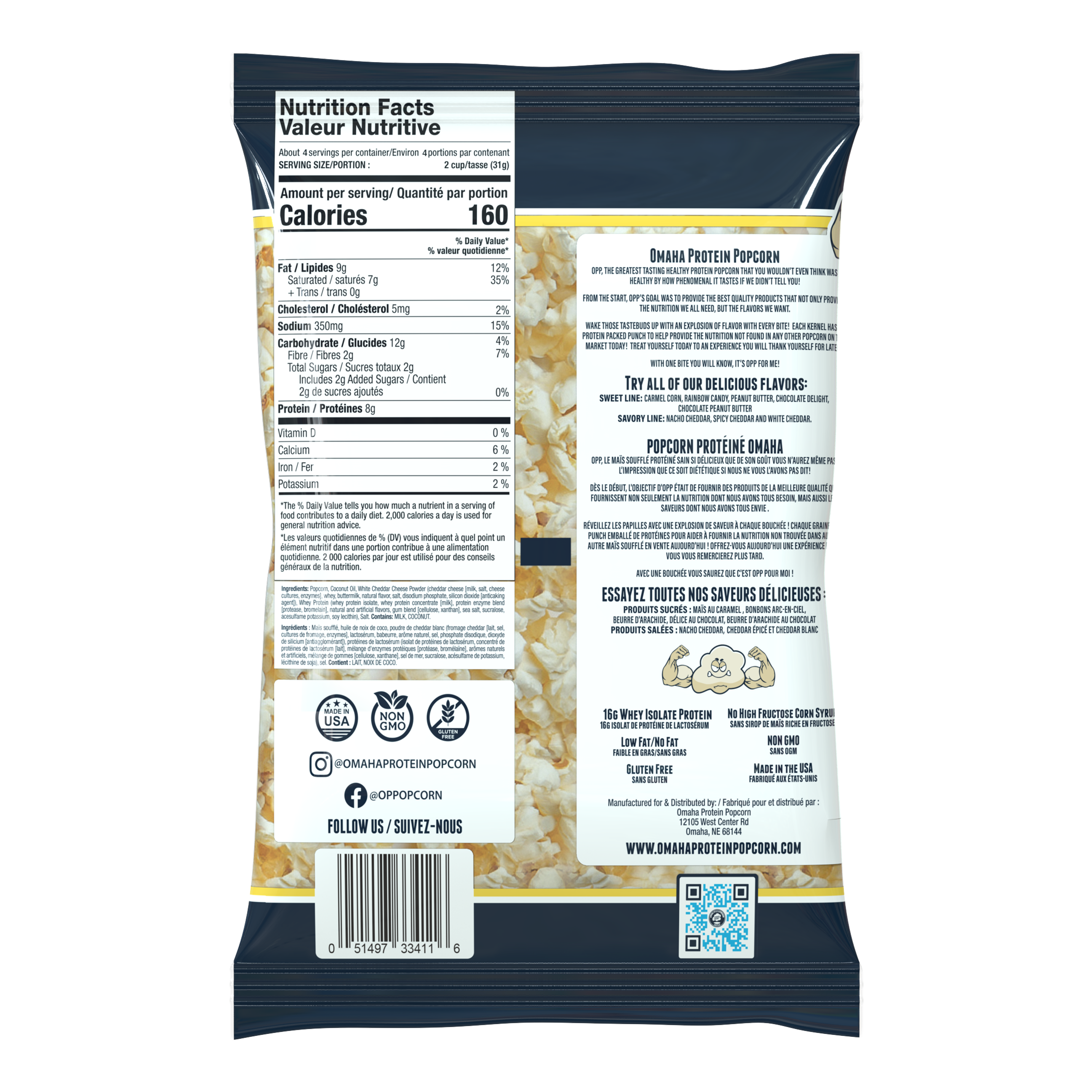 Omaha Protein Popcorn MINI 62 g – White Cheddar-2