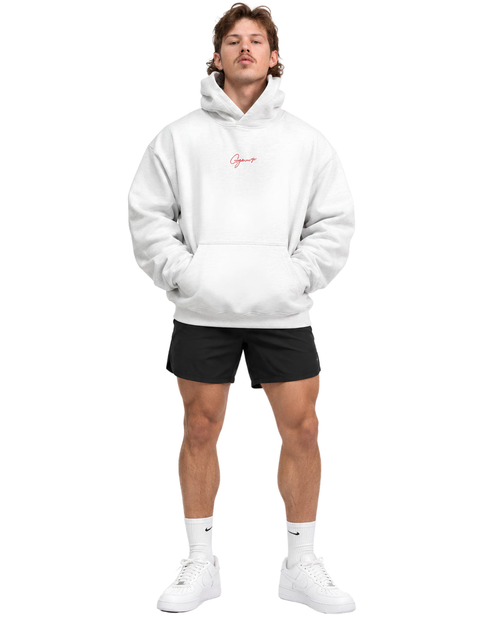 WhiteGymverseHoodieMaleFrontFullBody