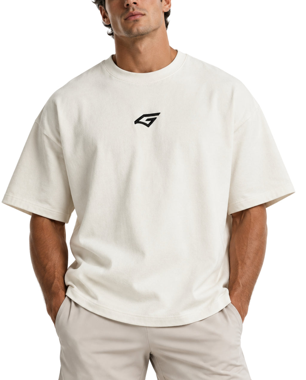 WhiteMentalityTeeMaleModel1FrontCloseUp_2